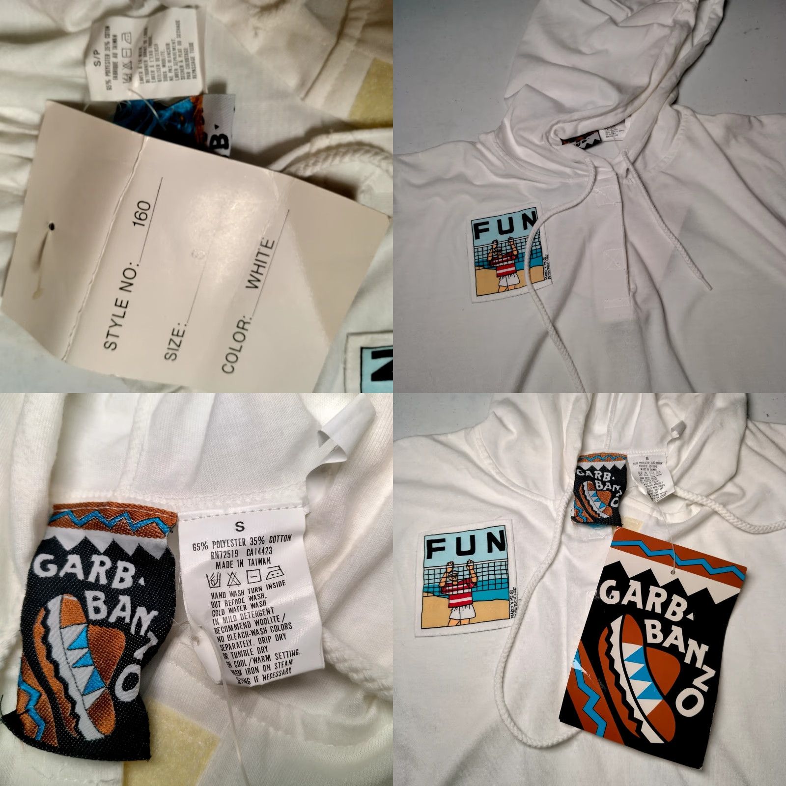 Etro VINTAGE Garbanzo Shirt Women S Hooded T Shirt 80s Beach Retro White Short Sleeve Pullover Knit Polyester Patch Beach Volleyball NOS Size S / US 4 / IT 40 - 8 Thumbnail