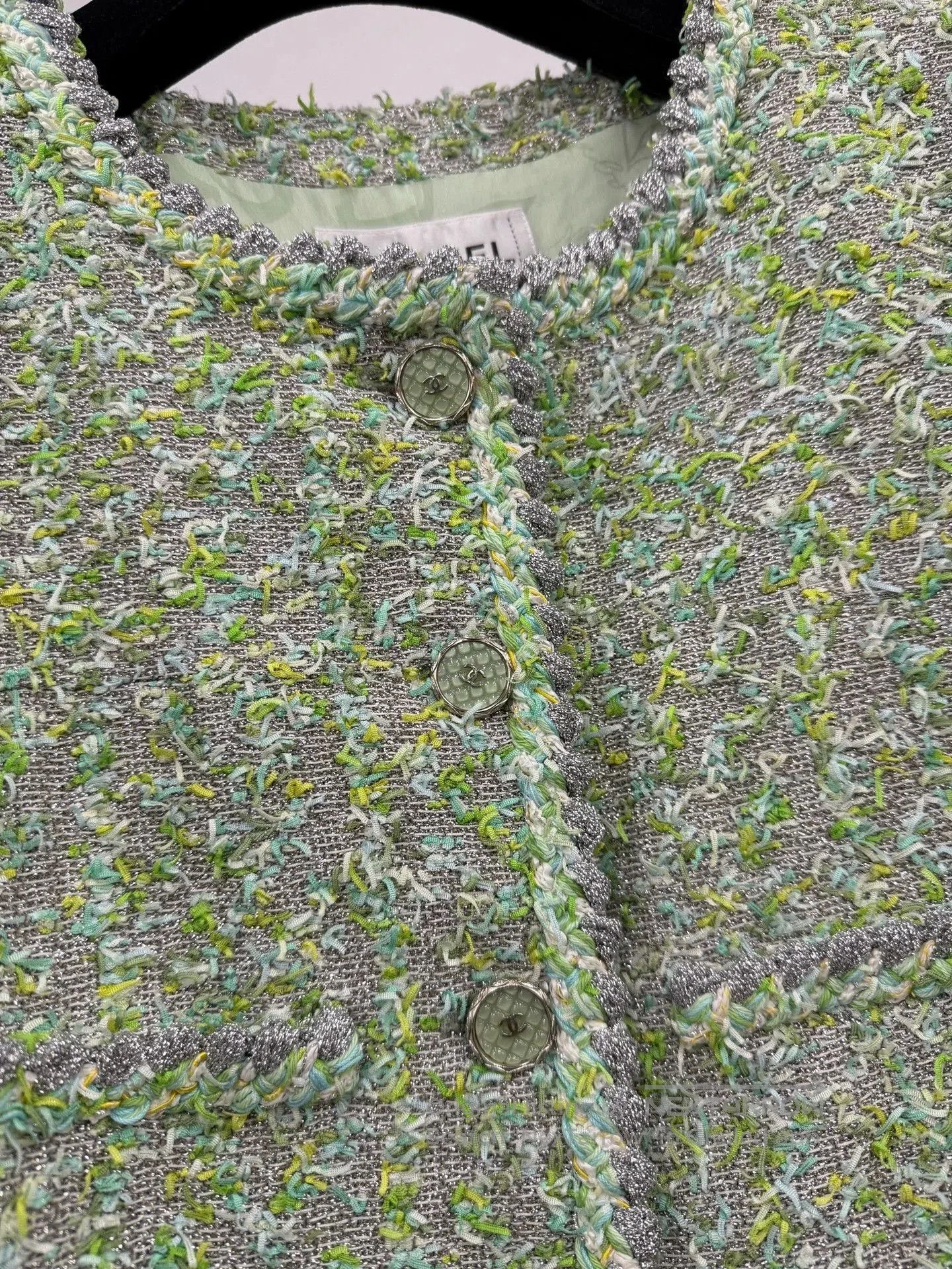 Chanel Chanel Green Silver Trim Four-Pocket Coat. Size US M / EU 48-50 / 2 - 2 Thumbnail