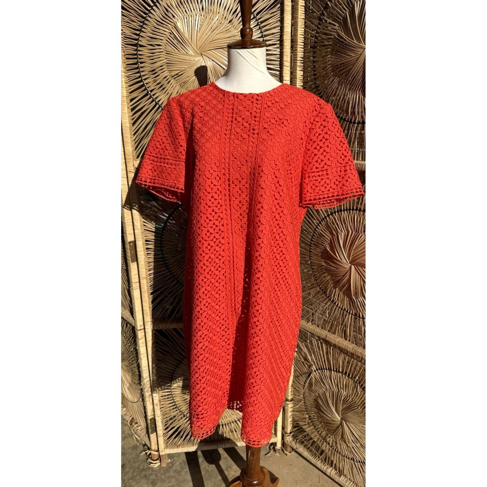 Trina Turk Trina Turk Dress Mini Lace Short-Sleeve Orange 10 Women Size L / US 10 / IT 46 - 6 Thumbnail