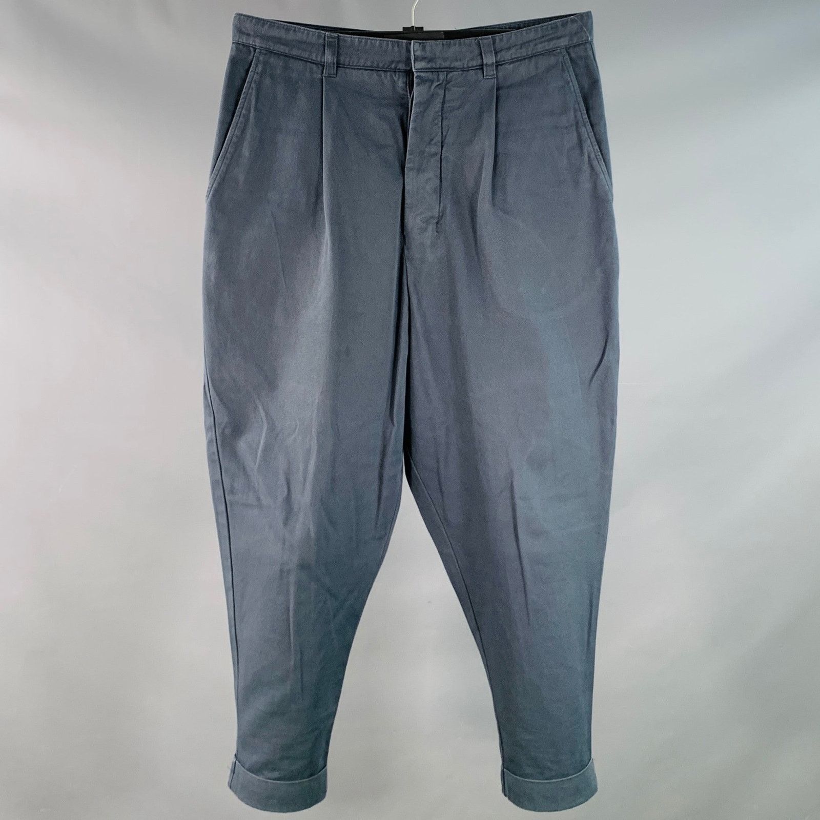 AMI Size M Blue Cotton Pleated Button Fly Casual Pants Size US 34 / EU 50 - 1 Thumbnail