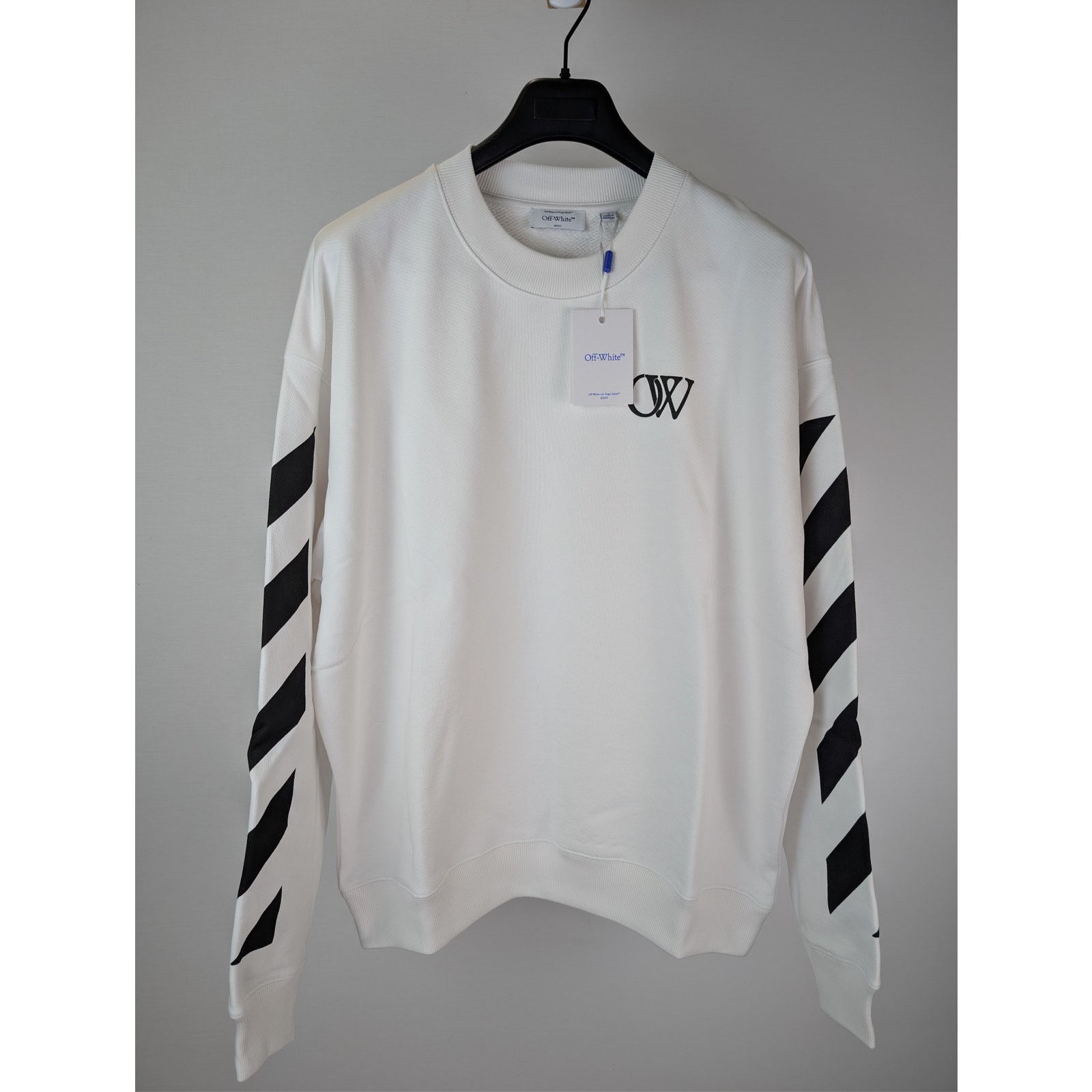 Off-White o1rshd1 Diag Skate Crewneck Sweatshirt in White / Black Size US XL / EU 56 / 4 - 9 Thumbnail