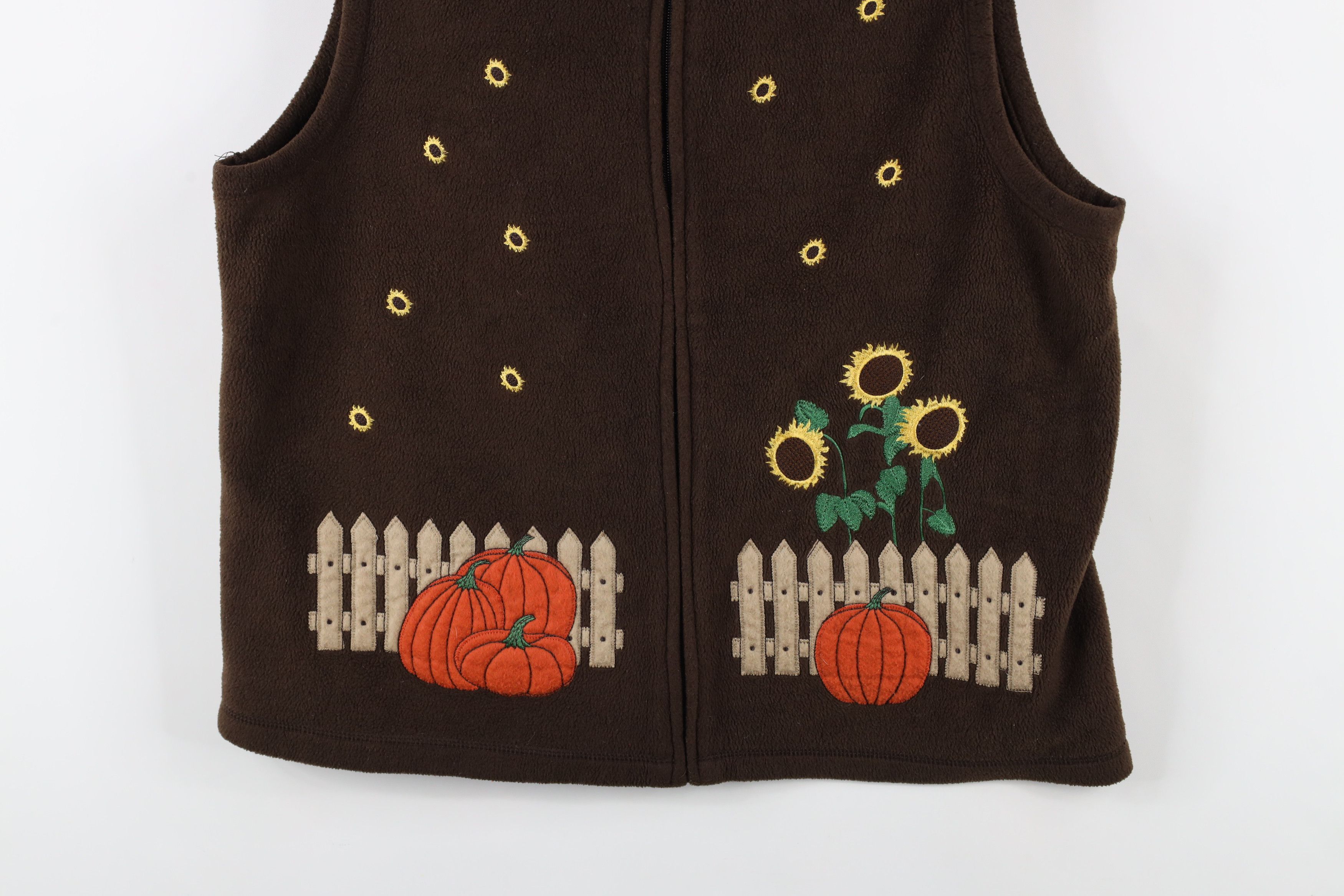 Vintage Vintage 90s Streetwear Pumpkin Full Zip Fleece Vest Jacket Size XL / US 12-14 / IT 48-50 - 3 Thumbnail