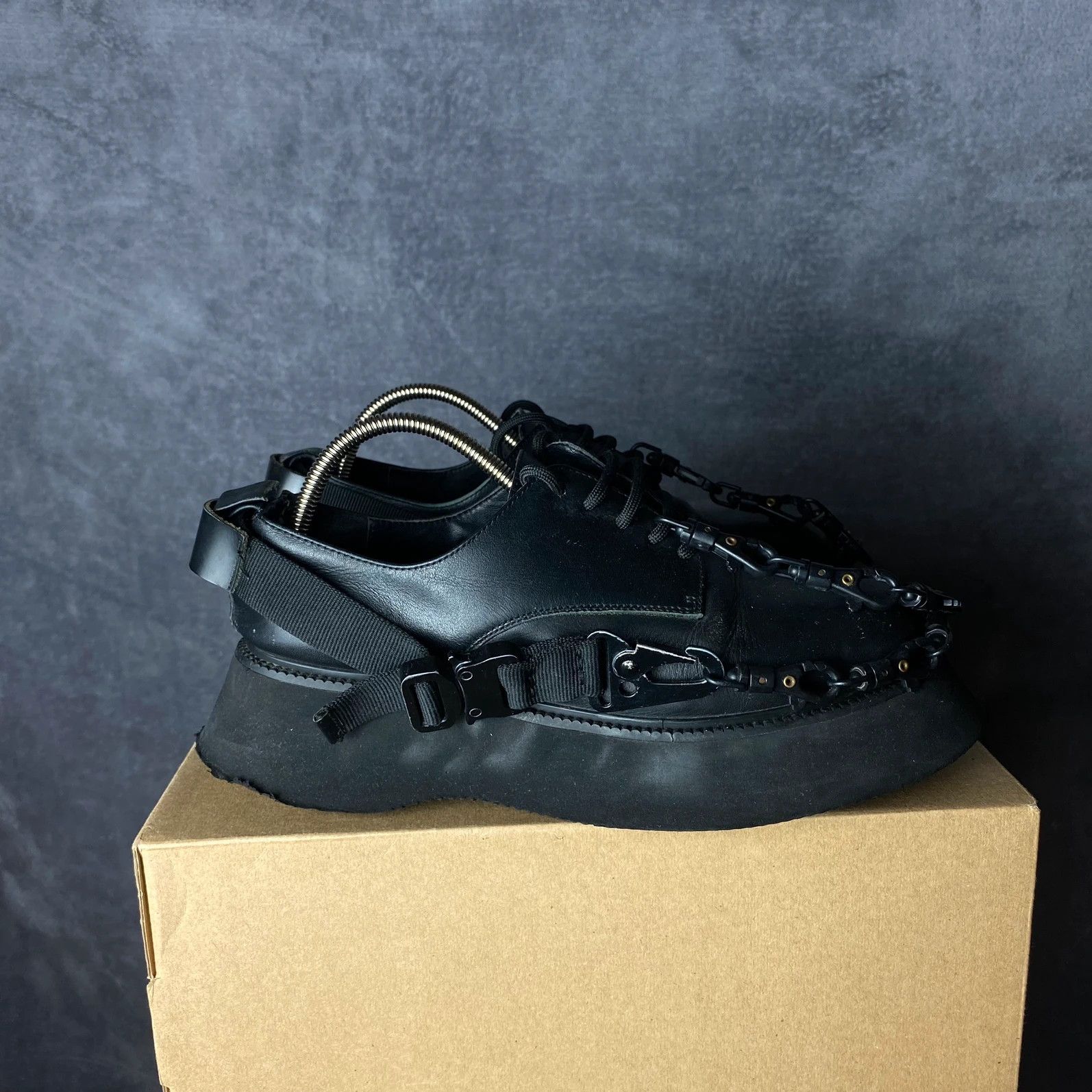 Designer Pink Punk Plank black rock shoes with chains Size US 7 / IT 37 - 4 Thumbnail
