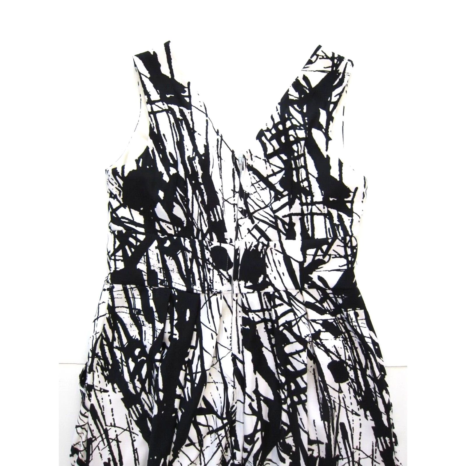 Vintage Corey P Black White Abstract V-Neck Pocket Sheath Shift Tunic Tank Sun Dress 8 Size M / US 6-8 / IT 42-44 - 6 Thumbnail