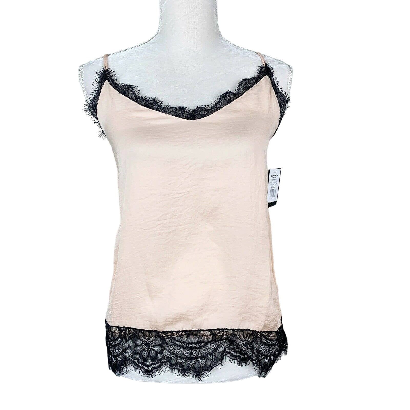 Heartsoul Chemise Lingerie M Blush Black Lace Adjustable New in White, Women's