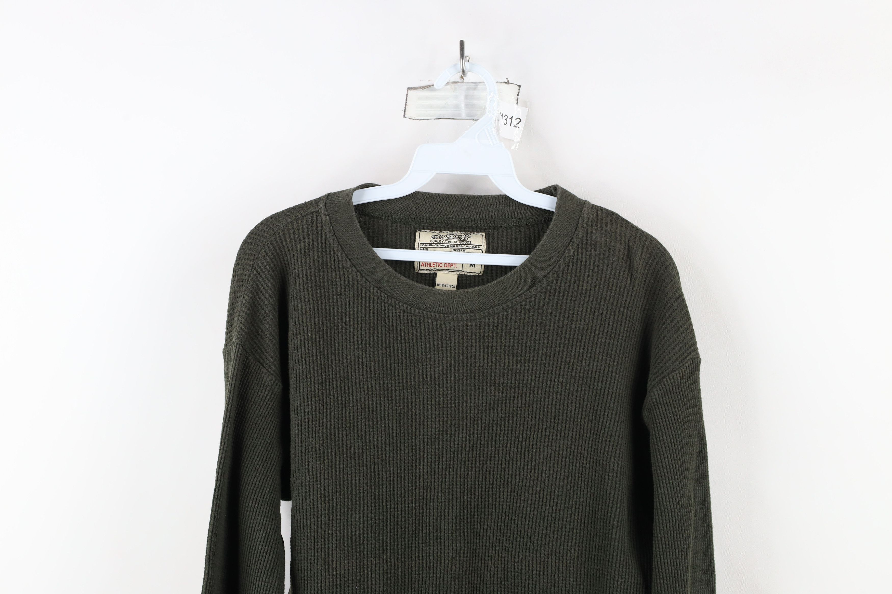 Vintage Vintage 90s Streetwear Waffle Knit Long Sleeve T-Shirt Olive Size US M / EU 48-50 / 2 - 2 Thumbnail