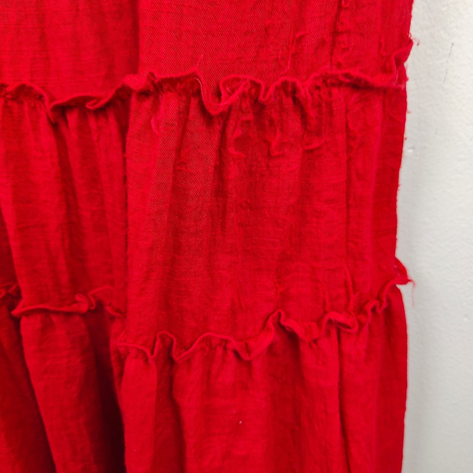 MISA Los Angeles Misa Midi Dress Womens Medium Red Tiered Tassel Boho Size M / US 6-8 / IT 42-44 - 6 Thumbnail