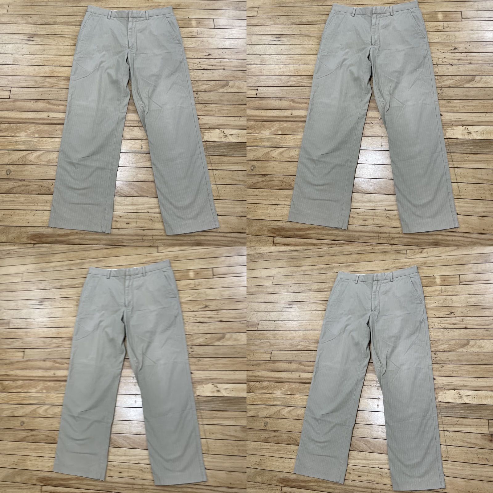 Banana Republic VINTAGE Banana Republic Pants Men 33x30 Flat Front Chino Beiga Khakis Pinstripe Nautical Preppy 2007 MENS Size US 33 - 11 Thumbnail