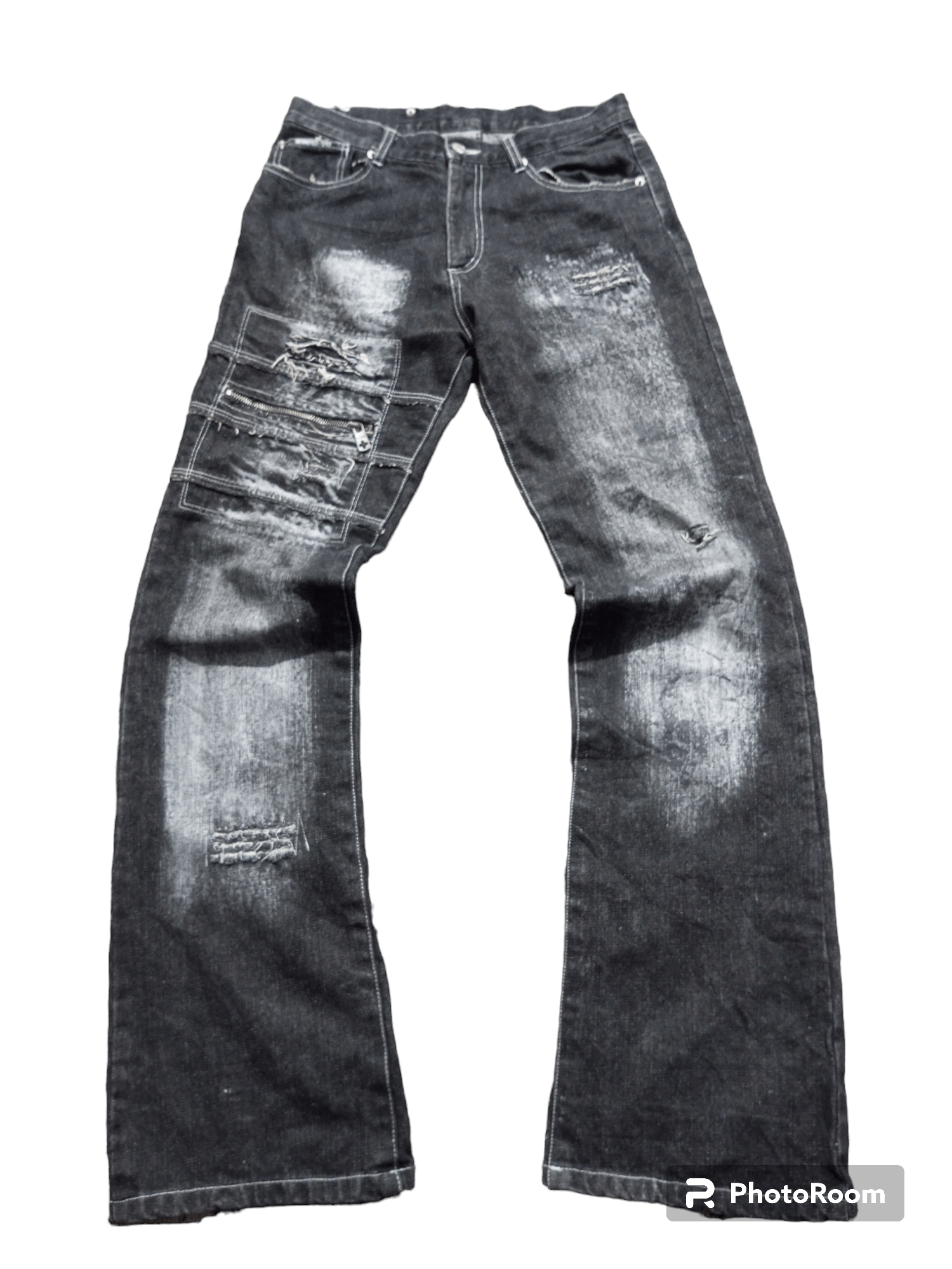 BERNINGS SHO Berning sho punk studded skull flared distressed jeans Size US 30 / EU 46 - 1 Thumbnail