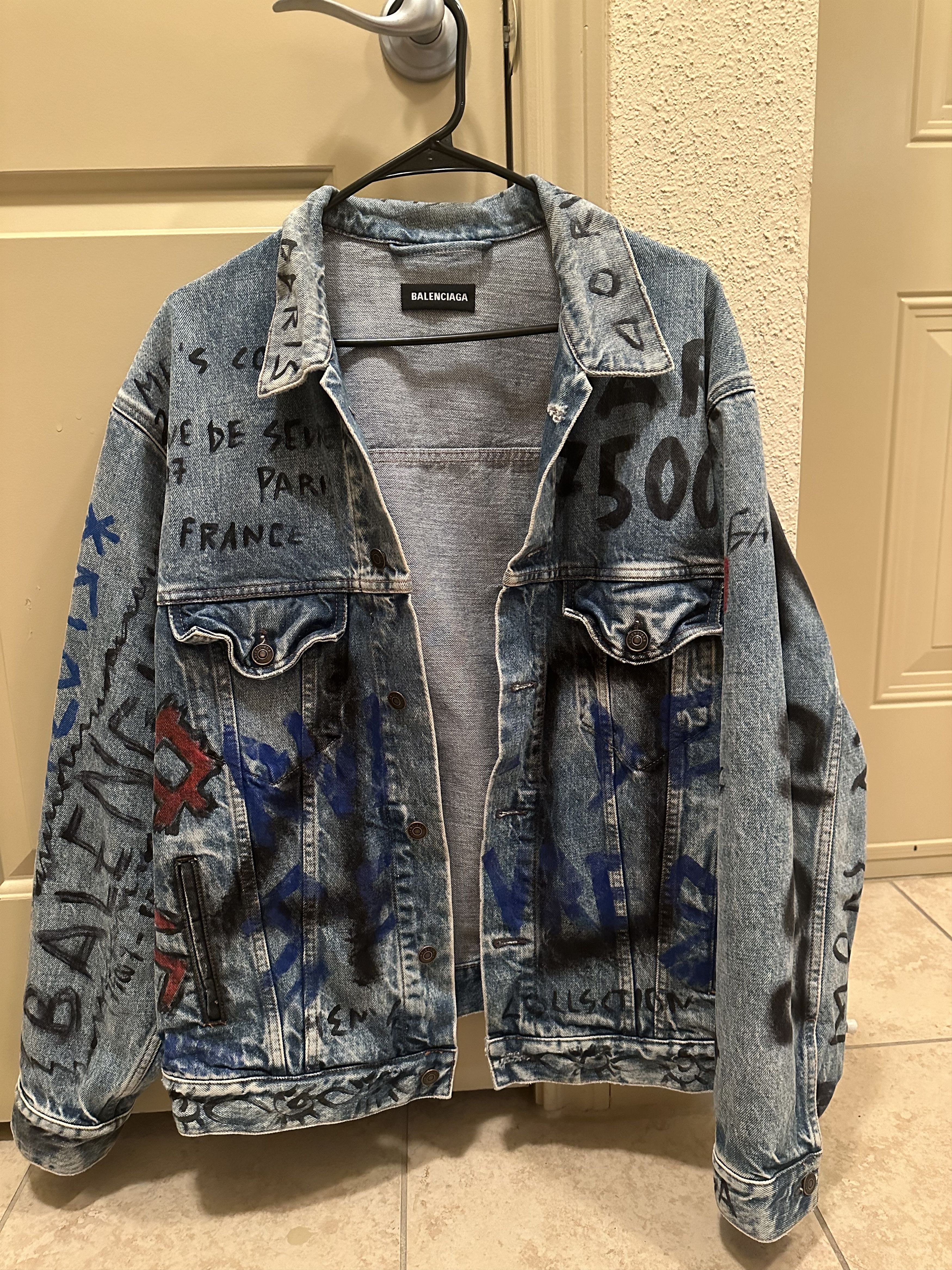 Balenciaga Balenciaga Denim Graffiti Paint Jacket Size US L / EU 52-54 / 3 - 1 Thumbnail