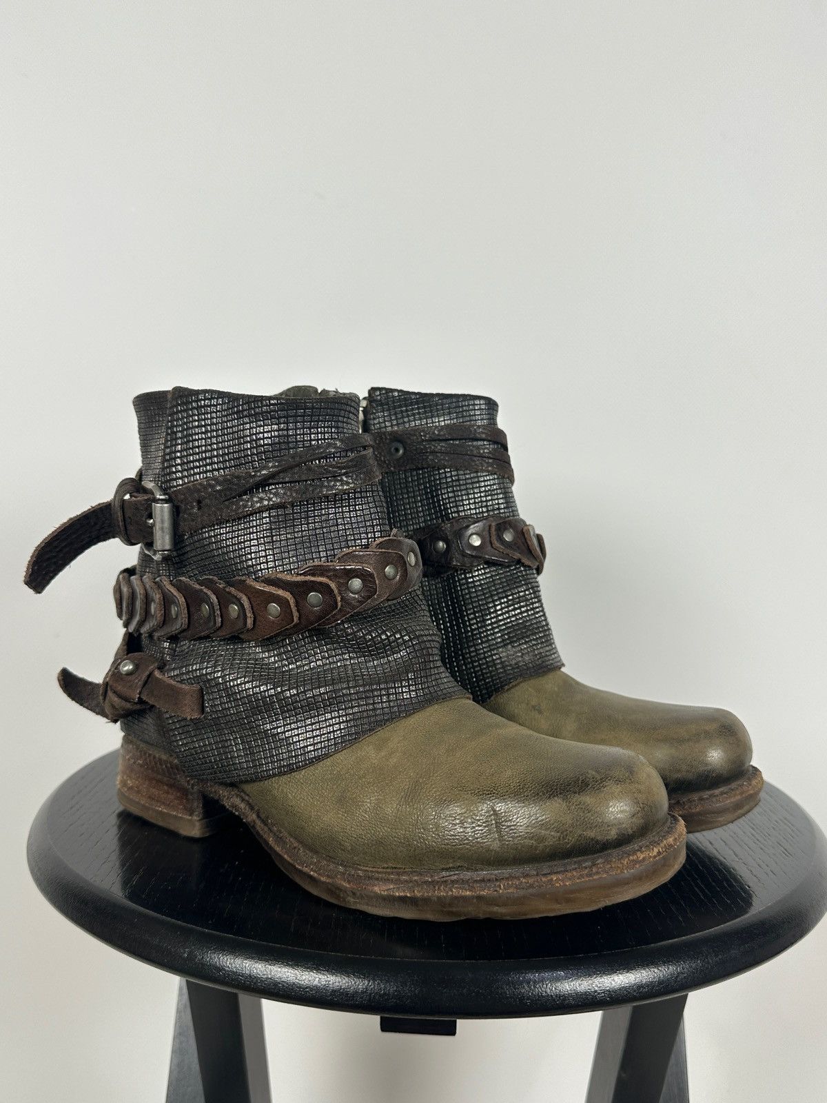 A.S.98 A.S.98. Airstep Leather Biker Ankle Studded Strap Boots Size US 6 / IT 36 - 11 Thumbnail