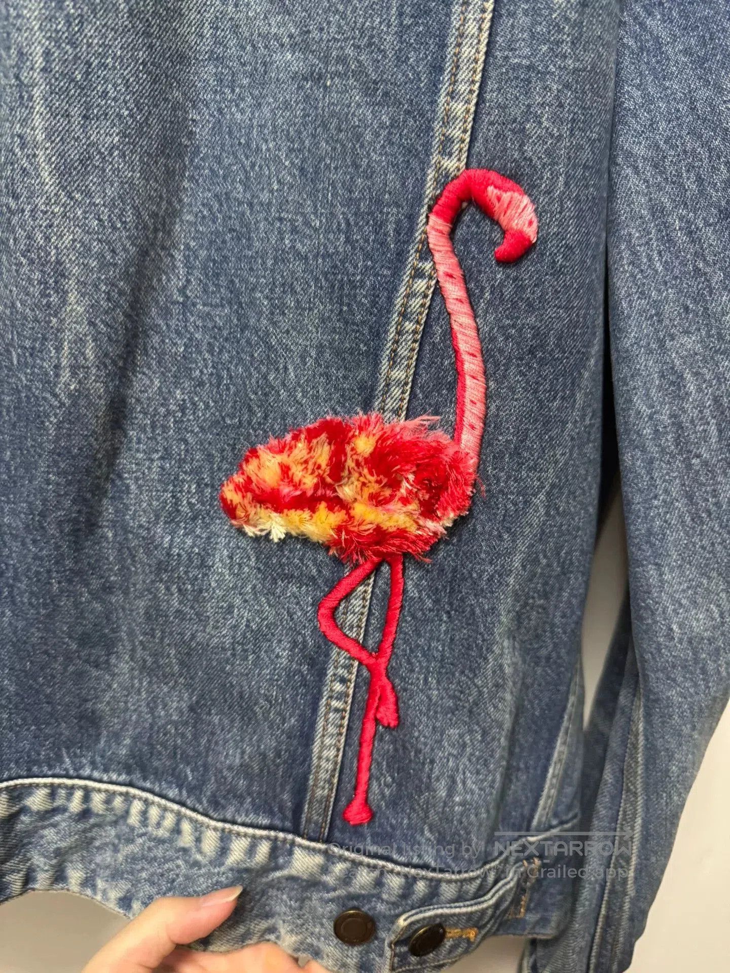 Saint Laurent Paris Saint Laurent Blue Flamingo Denim Jacket. Size US M / EU 48-50 / 2 - 4 Thumbnail