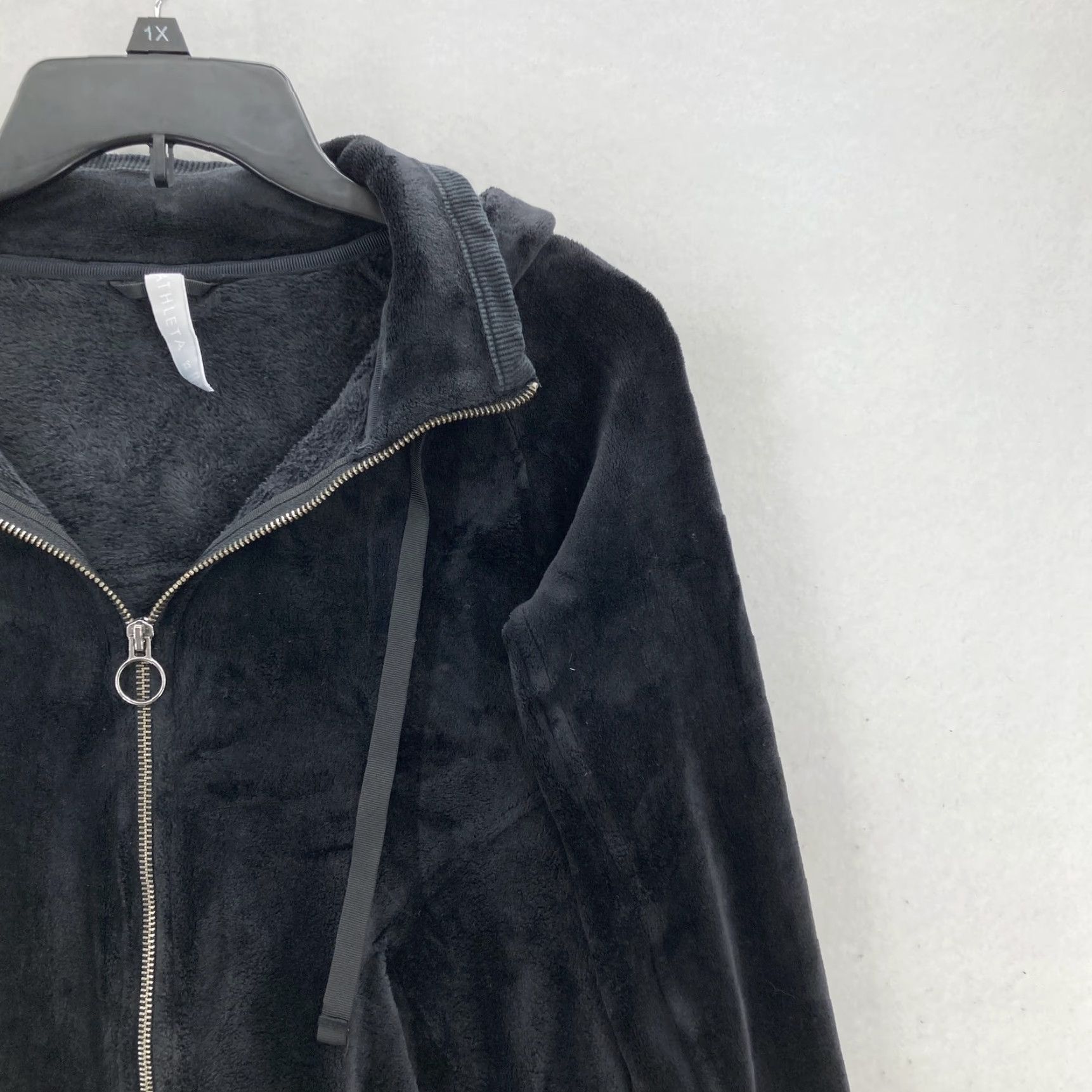 Athleta Athleta Hoodie Womens XS Black Plush Fleece Full Zip Jacket Size XS / US 0-2 / IT 36-38 - 2 Thumbnail