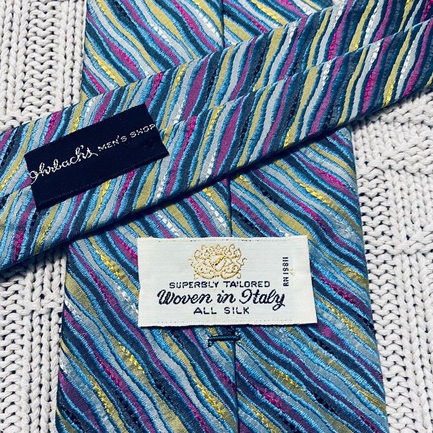 Vintage Vintage Ohrbach's Italian silk purple striped tie Size ONE SIZE - 3 Thumbnail