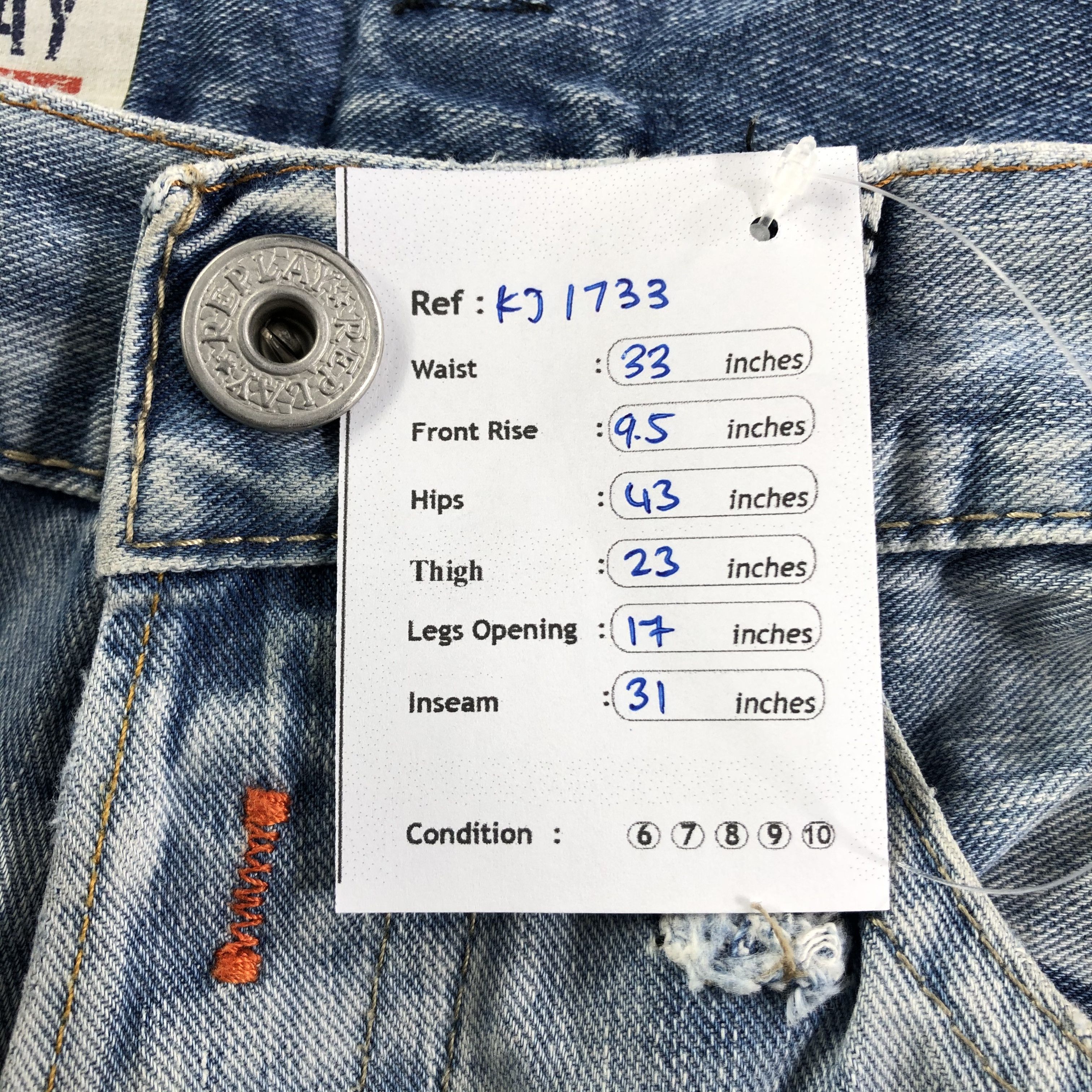 Replay Reply Jeans Patchwork Medium Wash Denim KJ1733 Size US 31 - 14 Thumbnail