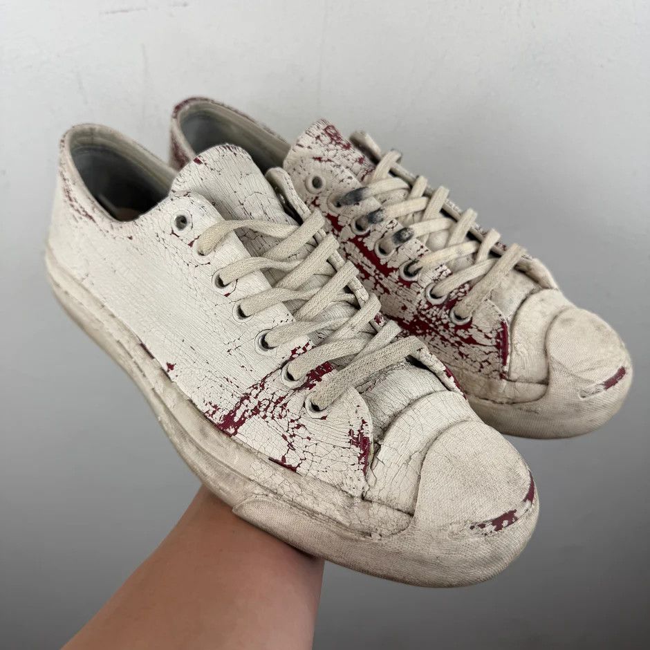 RARE Maison Margiela Converse Jack Purcell Red White Paint 9