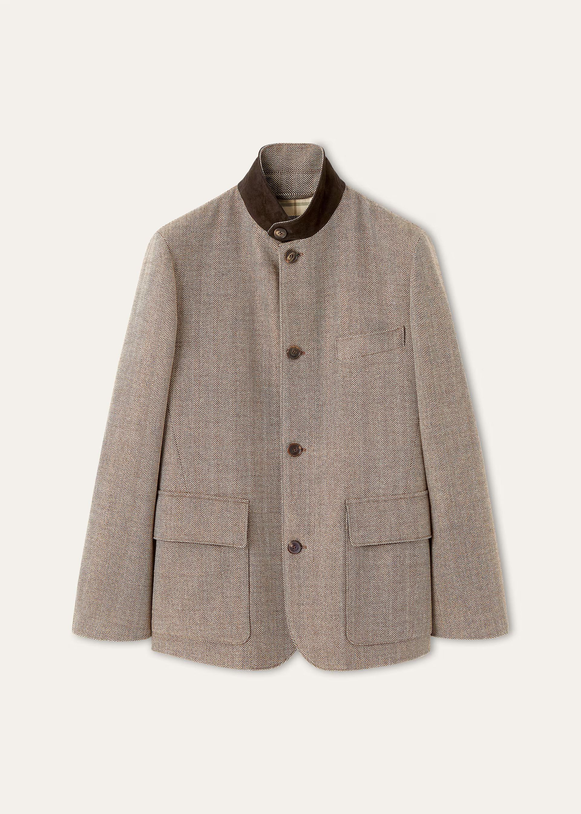 Loro Piana os11x0226 FAQ7965 Roadster Jacket in Chocolate Herringbone Size US M / EU 48-50 / 2 - 1 Thumbnail