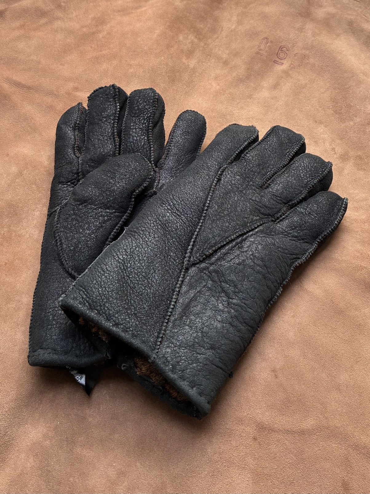 Other SHEARLING REAL LEATHER SHEEP WOOL LINED GLOVES Size ONE SIZE - 2 Thumbnail