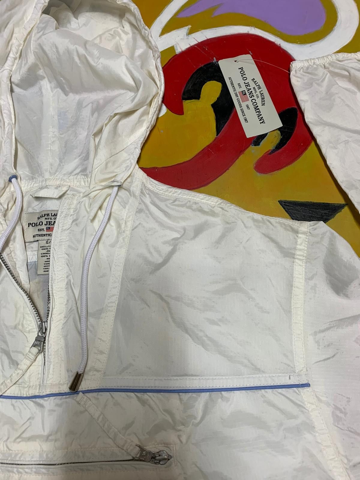 Other Polo Jeans Co. White Hooded Windbreaker Jacket Size M / US 6-8 / IT 42-44 - 3 Thumbnail