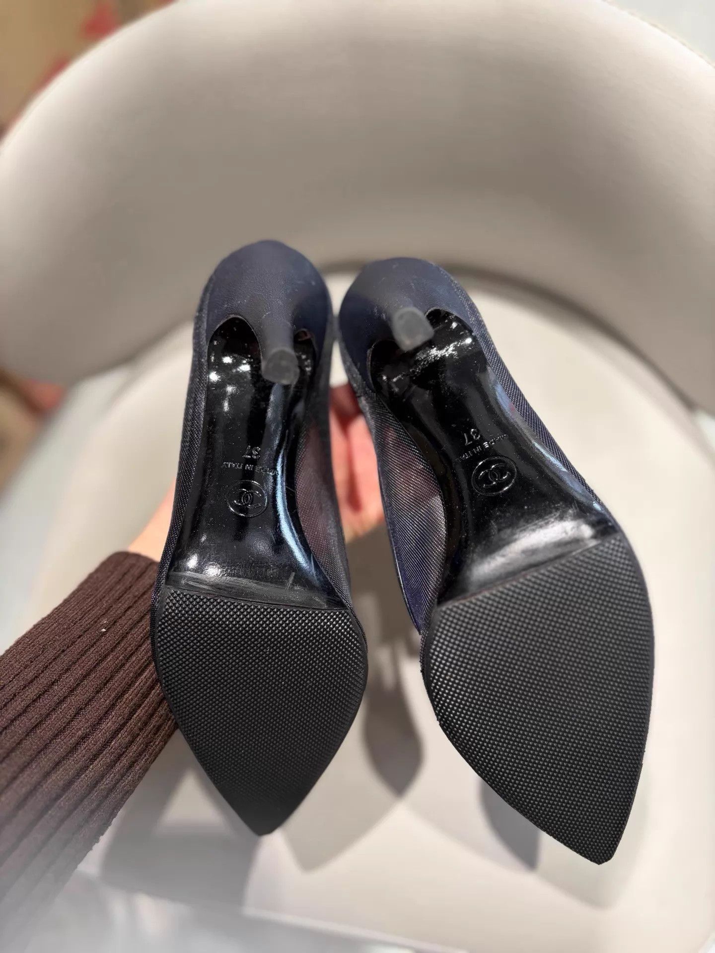 Chanel Chanel Mesh Pointed Toe Lambskin Heels 37 Mint Size US 6.5 / IT 36.5 - 5 Thumbnail