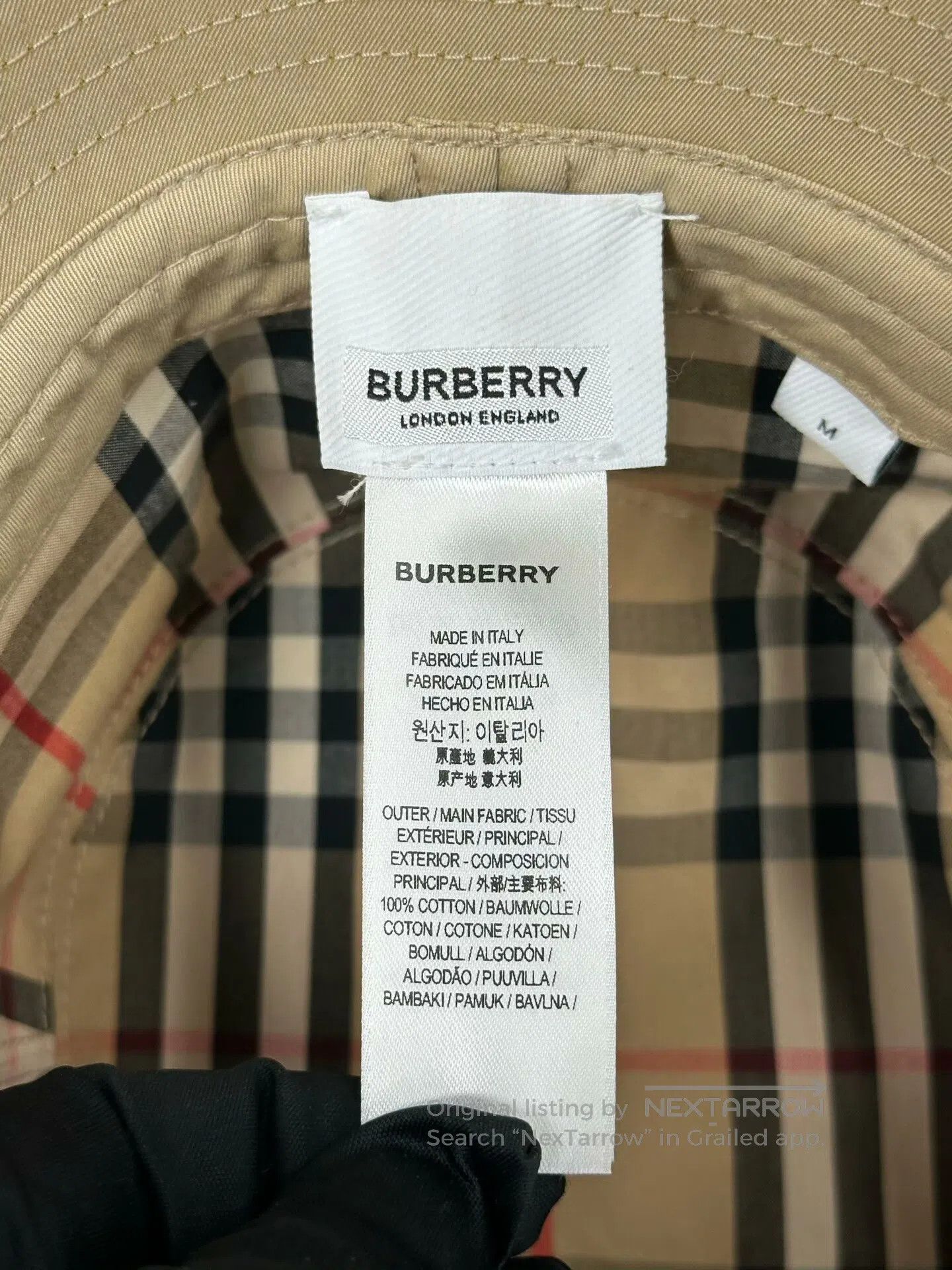 Burberry Burberry size M Khaki Embroidered Letter Logo Lined Plaid Size ONE SIZE - 4 Thumbnail