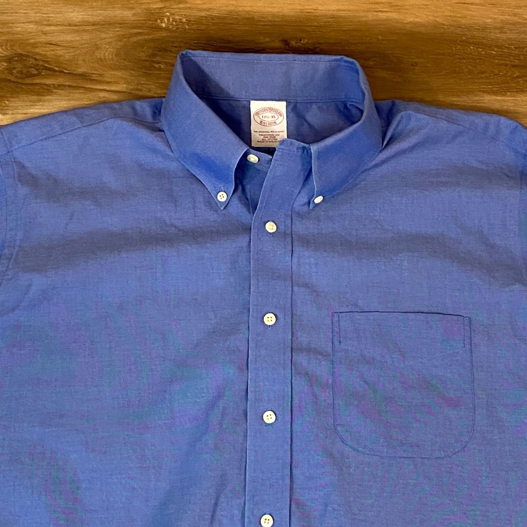 Brooks Brothers VINTAGE Brooks Brothers Shirt Mens 17.5 - 35 Blue Button Down Cotton Non Iron Dress Shirt, Classic Fit, Long Sleeve, Button-Down Collar Mens Size US XXL / EU 58 / 5 - 2 Thumbnail