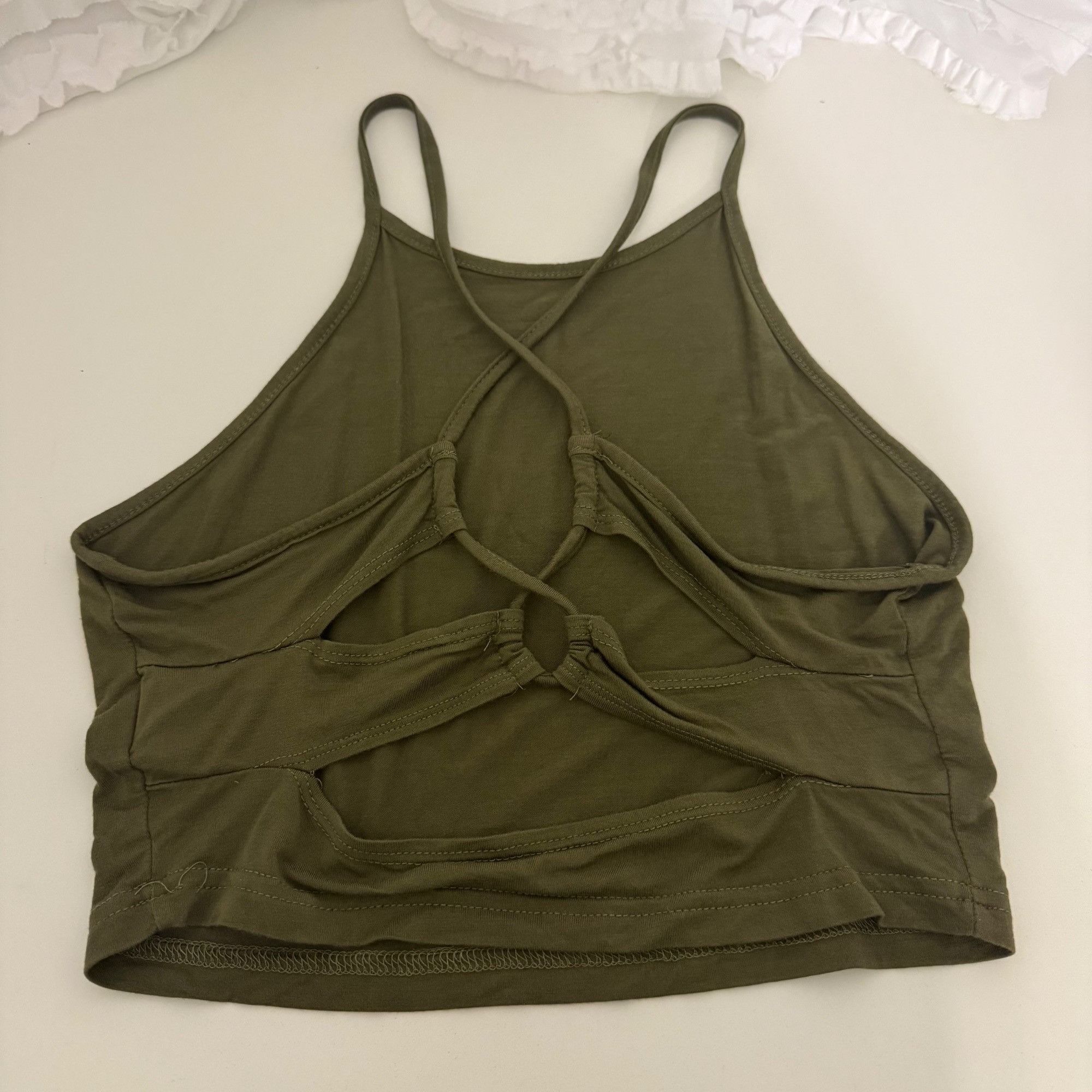 Other Olive Green Strappy Back Crop Top For Women Size M Size M / US 6-8 / IT 42-44 - 2 Thumbnail