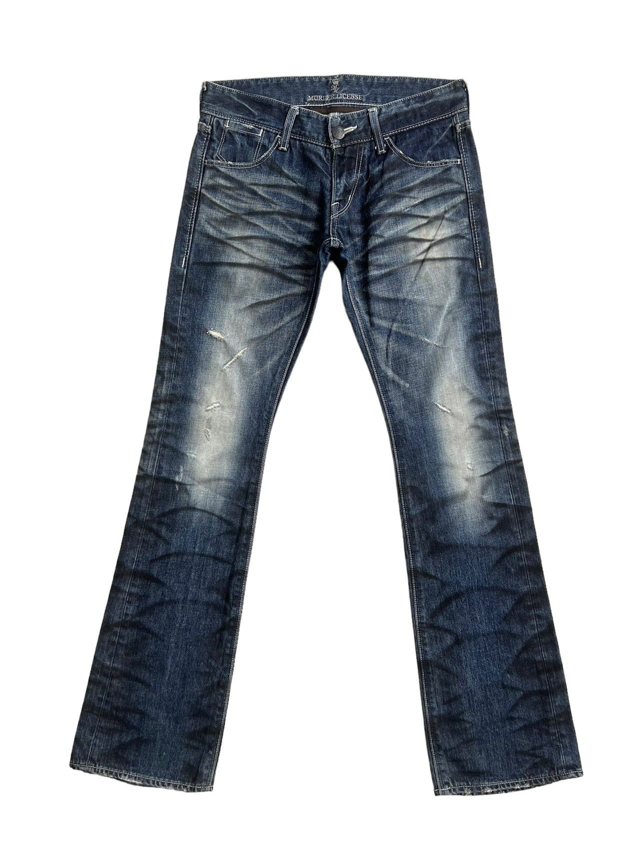 image of Murder License Japan Low Rise Distressed Flare Denim, Men's (Size 29)