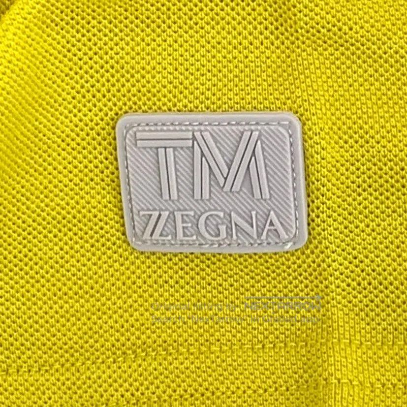 Ermenegildo Zegna Zegna Yellow Logo Patch Wool Collar Short Sleeve T-Shirt| Size US XL / EU 56 / 4 - 5 Thumbnail