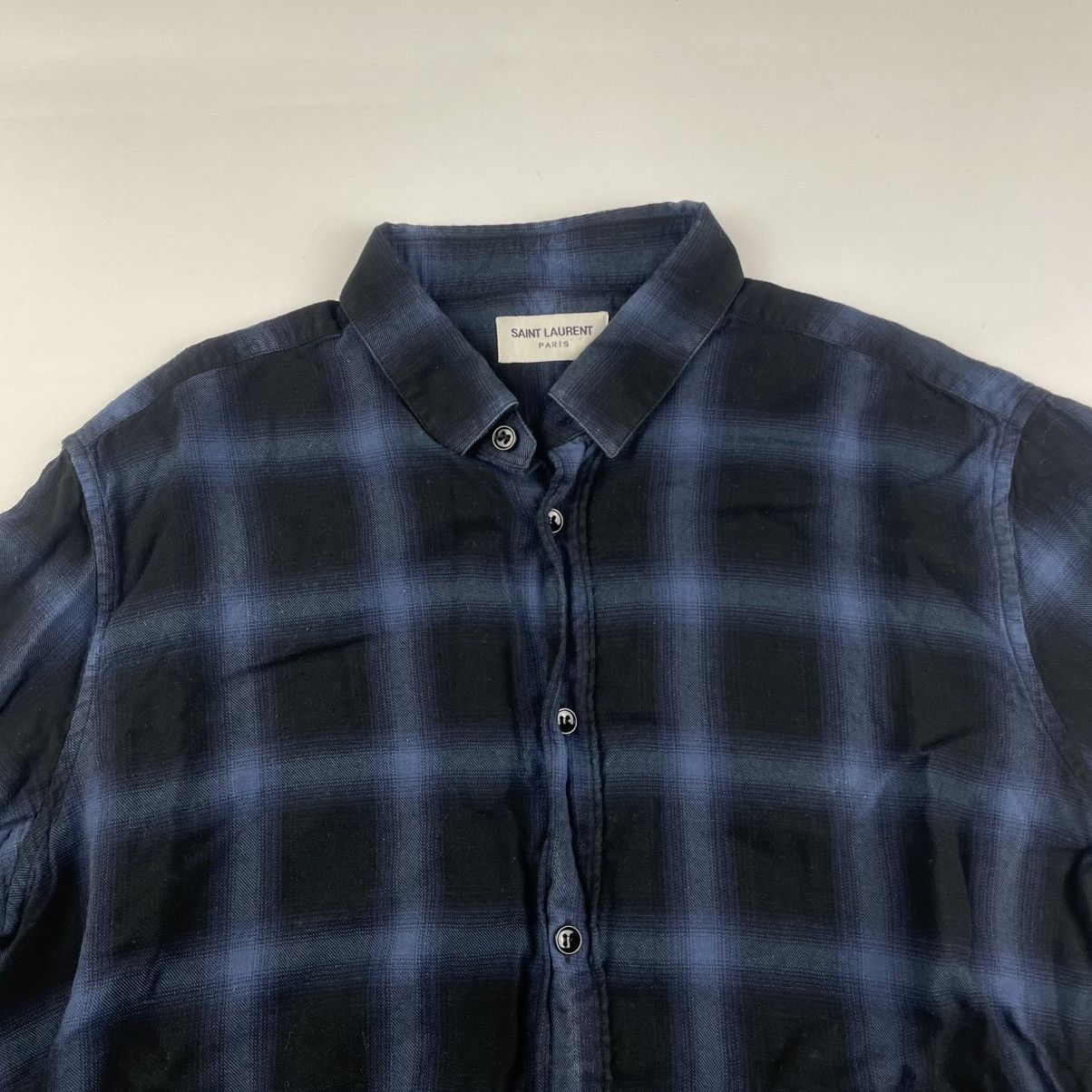 Saint Laurent Paris Saint Laurent Paris Hedi Silmane Blue Shadow Plaid Shirt 40 Size US M / EU 48-50 / 2 - 4 Thumbnail