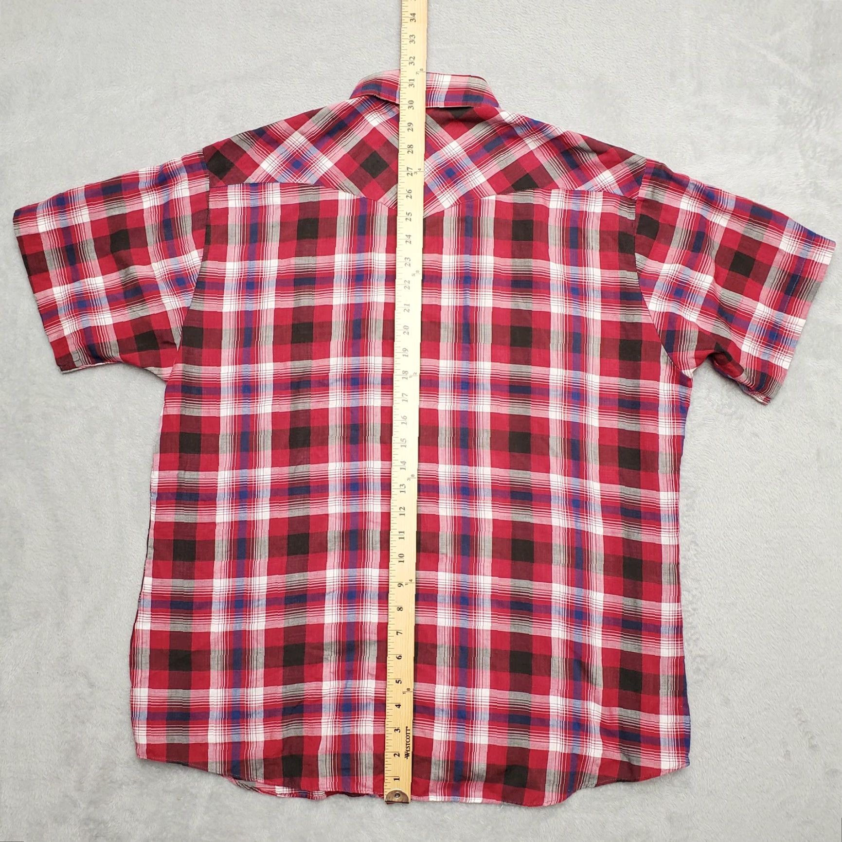 Vintage Western Plains Shirt Mens L Red Blue Plaid Pearl Snap Cowboy Casual Dad Vintage Size US L / EU 52-54 / 3 - 4 Thumbnail