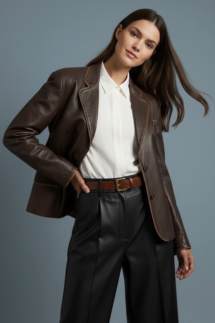 Vintage Vintage Brown Leather Blazer Jacket Made in England Size XL / US 12-14 / IT 48-50 - 2 Thumbnail