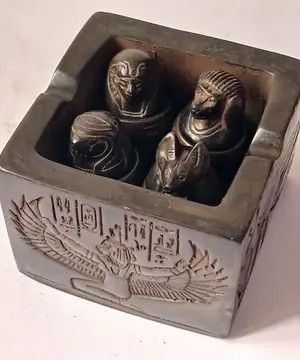 Handmade Egyptian Canopic Jars Set – Pharaonic Resin Box Hieroglyph Size ONE SIZE - 8 Thumbnail