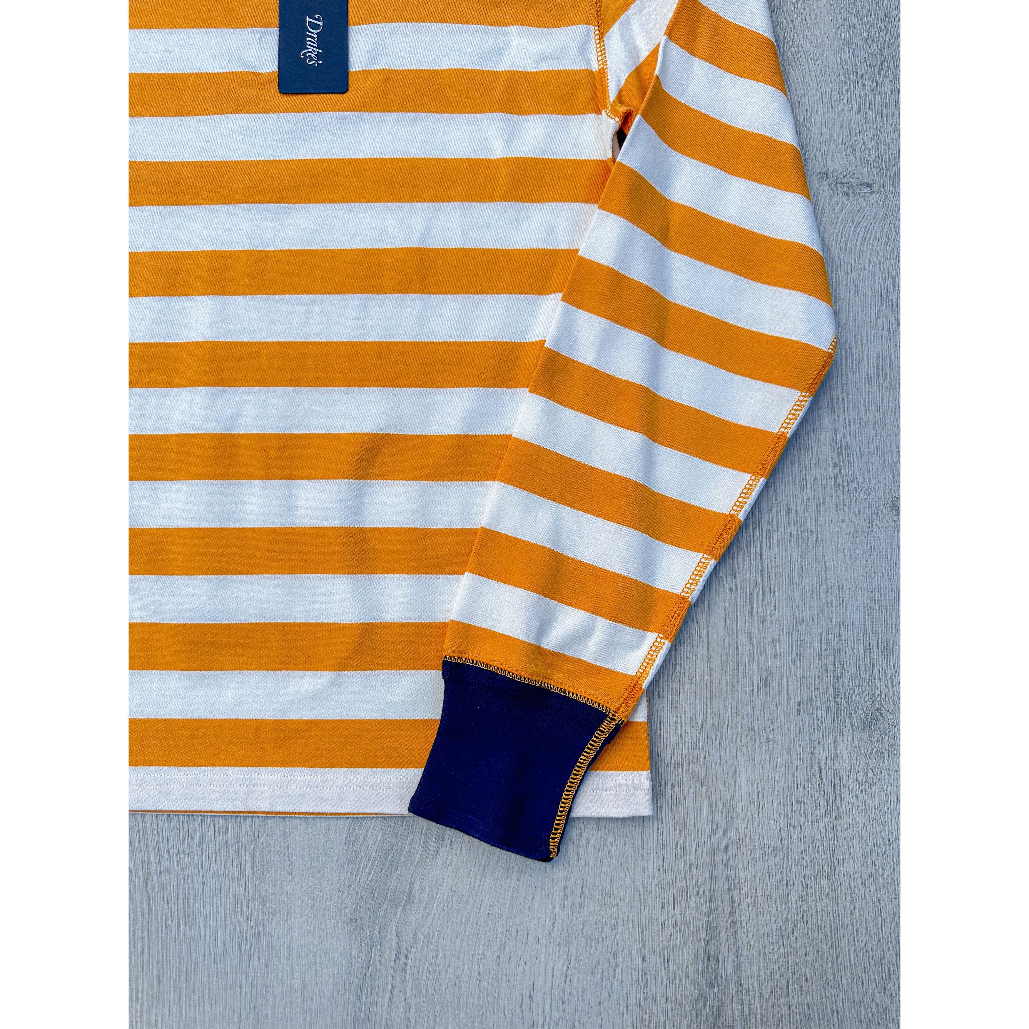 Drake's Drake's Mustard Striped Long Sleeve Hiking Tee Shirt Size US XS / EU 42 / 0 - 3 Thumbnail