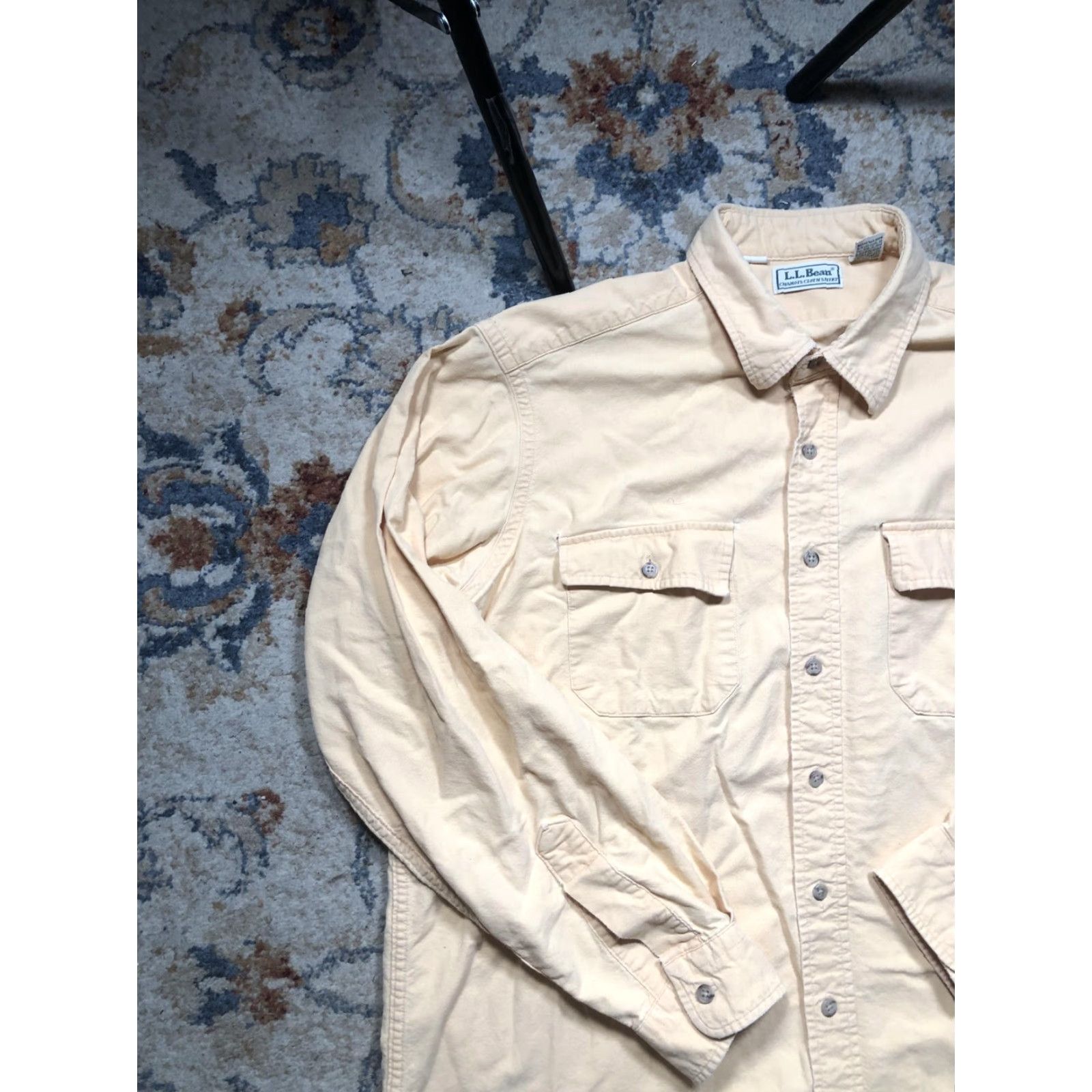 Vintage VINTAGE L.L.Bean Chamois Cloth Shirt Mens Tall XL Yellow Heavyweight 90s Button-Up Long Sleeve Size US XL / EU 56 / 4 - 3 Thumbnail