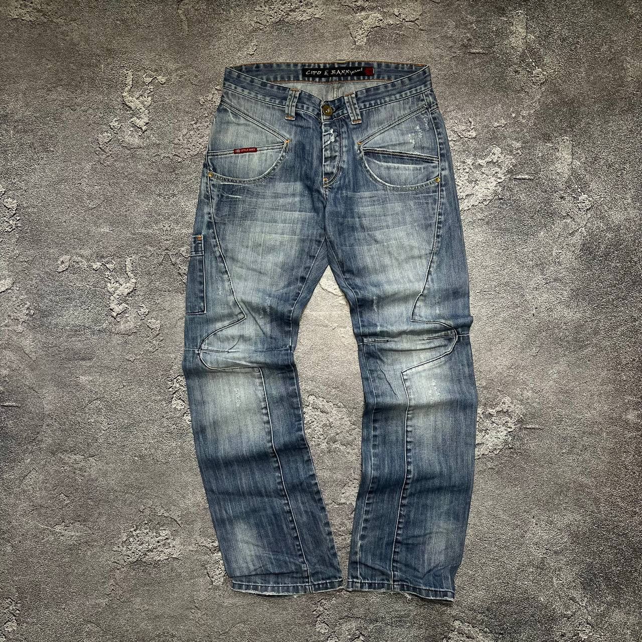 Vintage Vintage Cipo Baxx Jeans Patchwork Big Logo Flared Japanese Size US 33 - 1 Thumbnail
