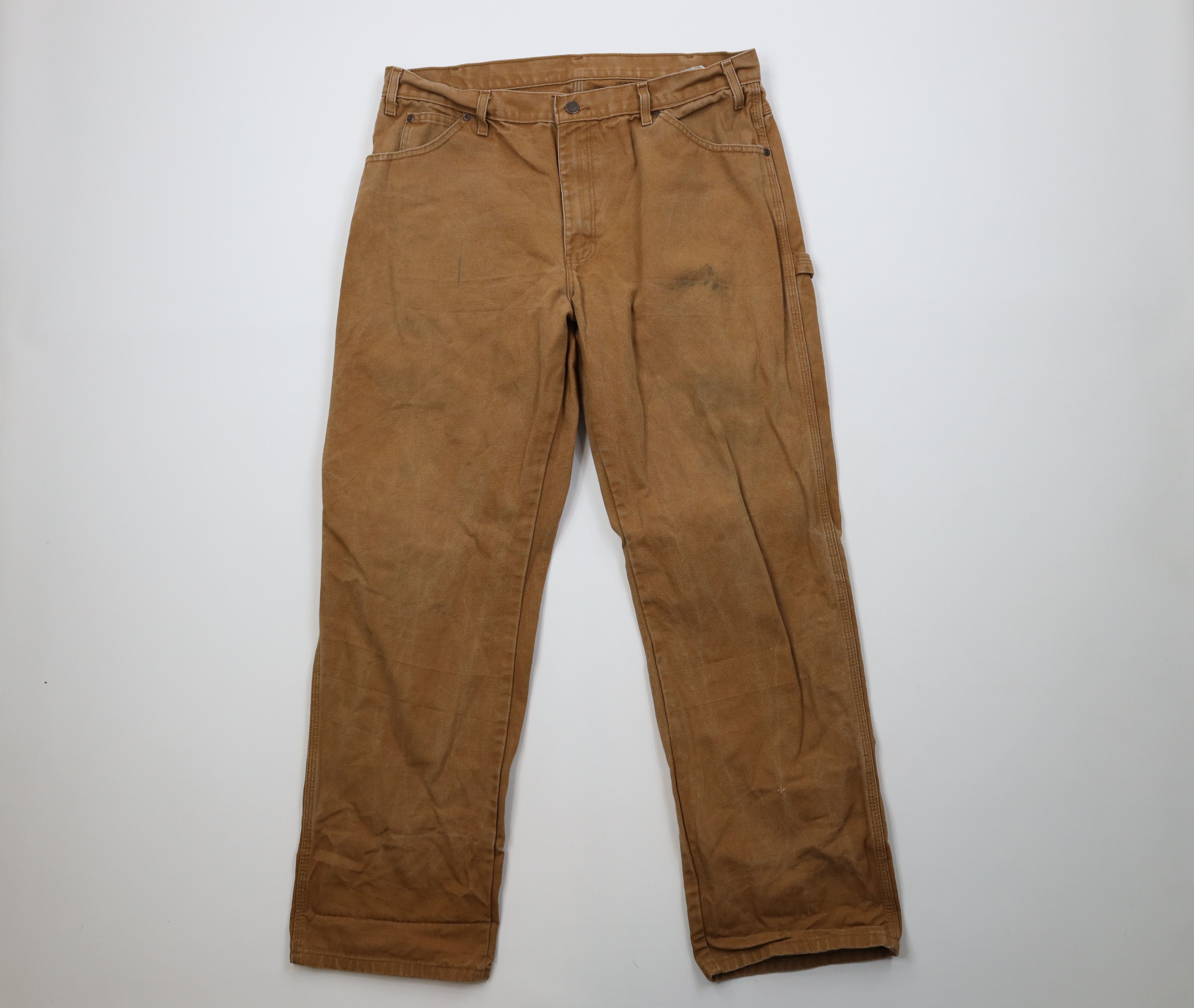 Dickies Vintage Y2K Dickies Canvas Wide Leg Dungaree Pants Brown Size US 36 / EU 52 - 1 Thumbnail