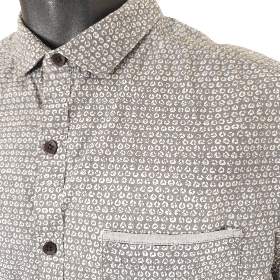 Denime Denim & Flower Print Shirt Mens Size Medium Slim Fit Gray All Over Print Size US M / EU 48-50 / 2 - 3 Thumbnail