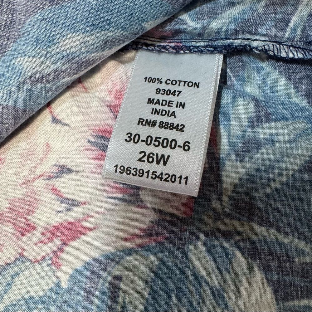 Other New Roaman's Blue Floral Long Roll -Up Sleeve Cotton Big Sh Size 4XL / US 24-26 - 7 Thumbnail
