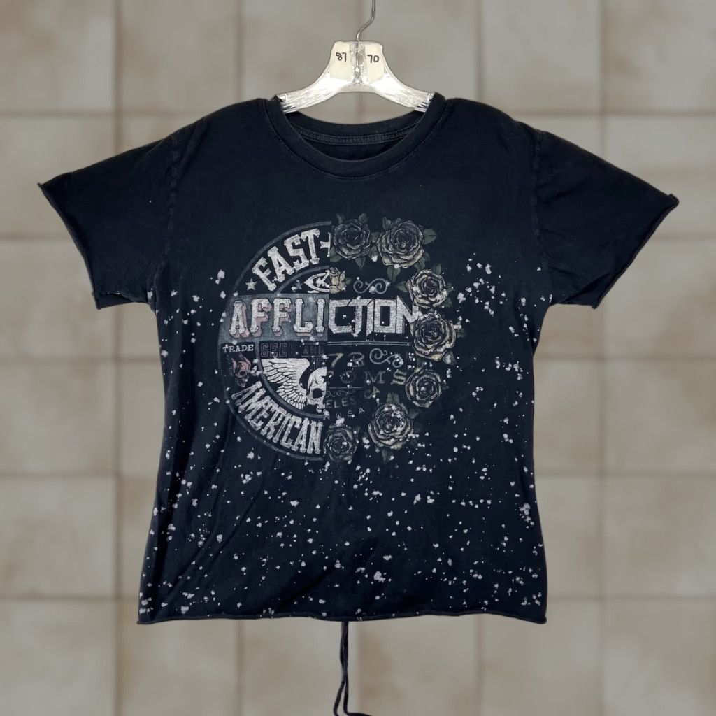 Affliction VINTAGE Affliction Y2K T-Shirt Women Medium Black Biker Rocker Goth Motorcycle 90s Retro Size M / US 6-8 / IT 42-44 - 1 Thumbnail