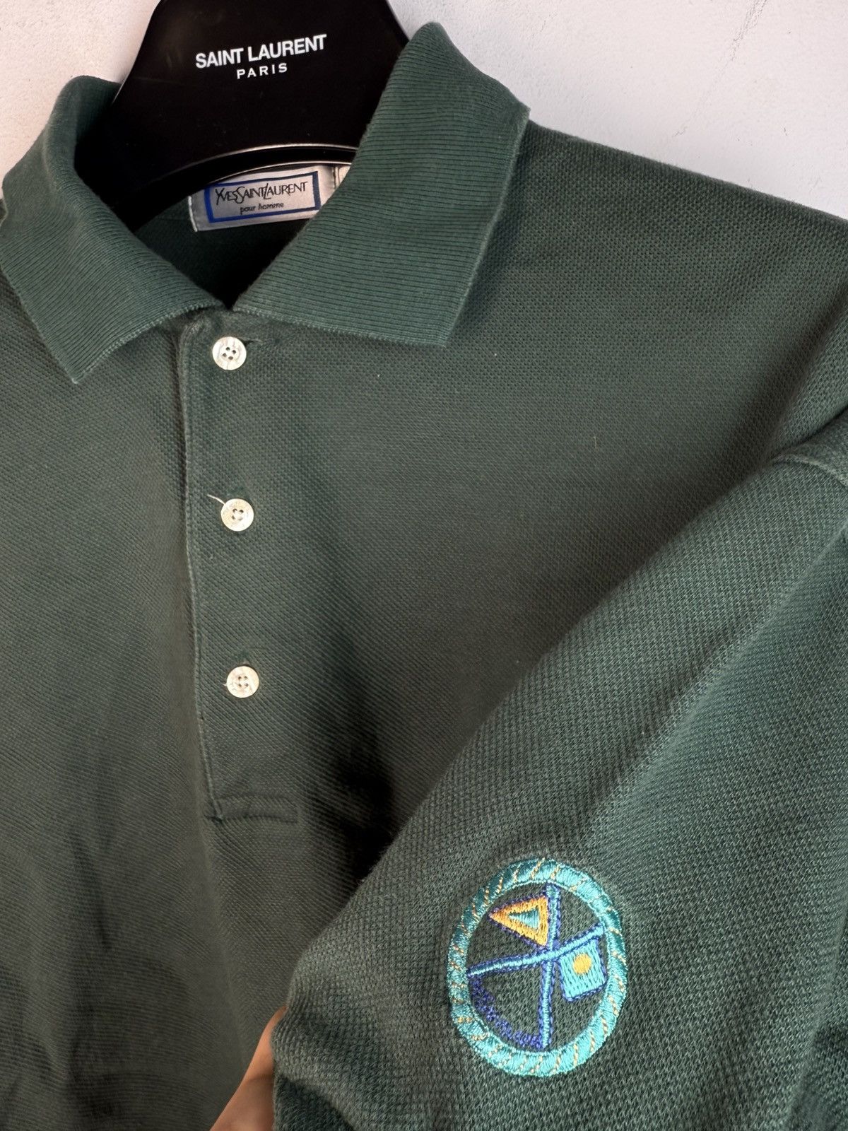 Yves Saint Laurent 90’s YSL Sweatshirt 1/4 Button Up Pique Sweater Vintage Rare Size US M / EU 48-50 / 2 - 13 Thumbnail