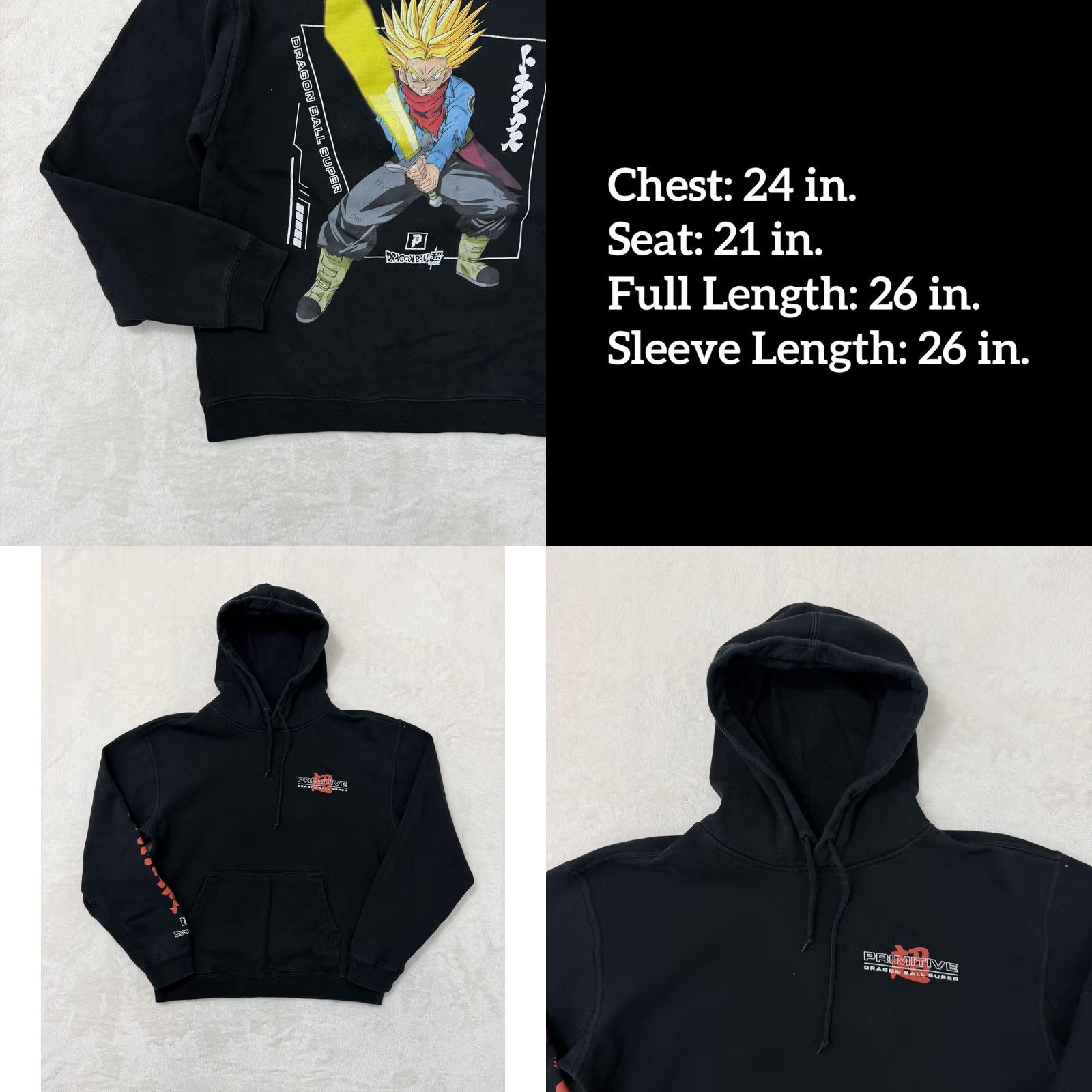 Primitive VINTAGE Dragon Ball Super Trunks Hoodie Mens Large Black Fleece Size US L / EU 52-54 / 3 - 8 Thumbnail
