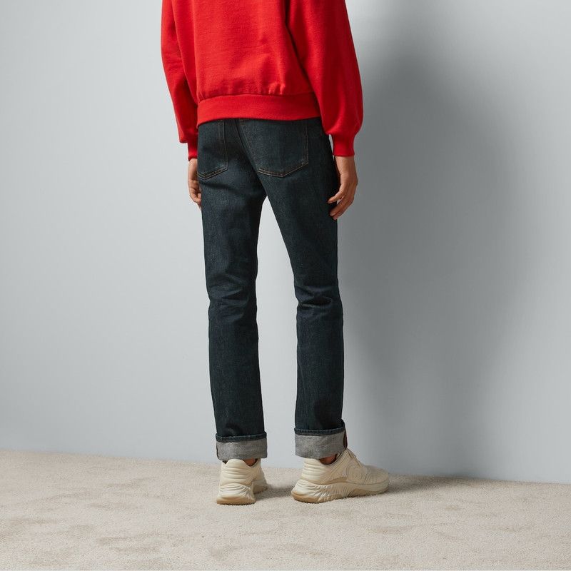 Gucci o1loc1c0126 774080 Denim Pant With Horsebit in Dark Blue Size US 37 - 7 Thumbnail