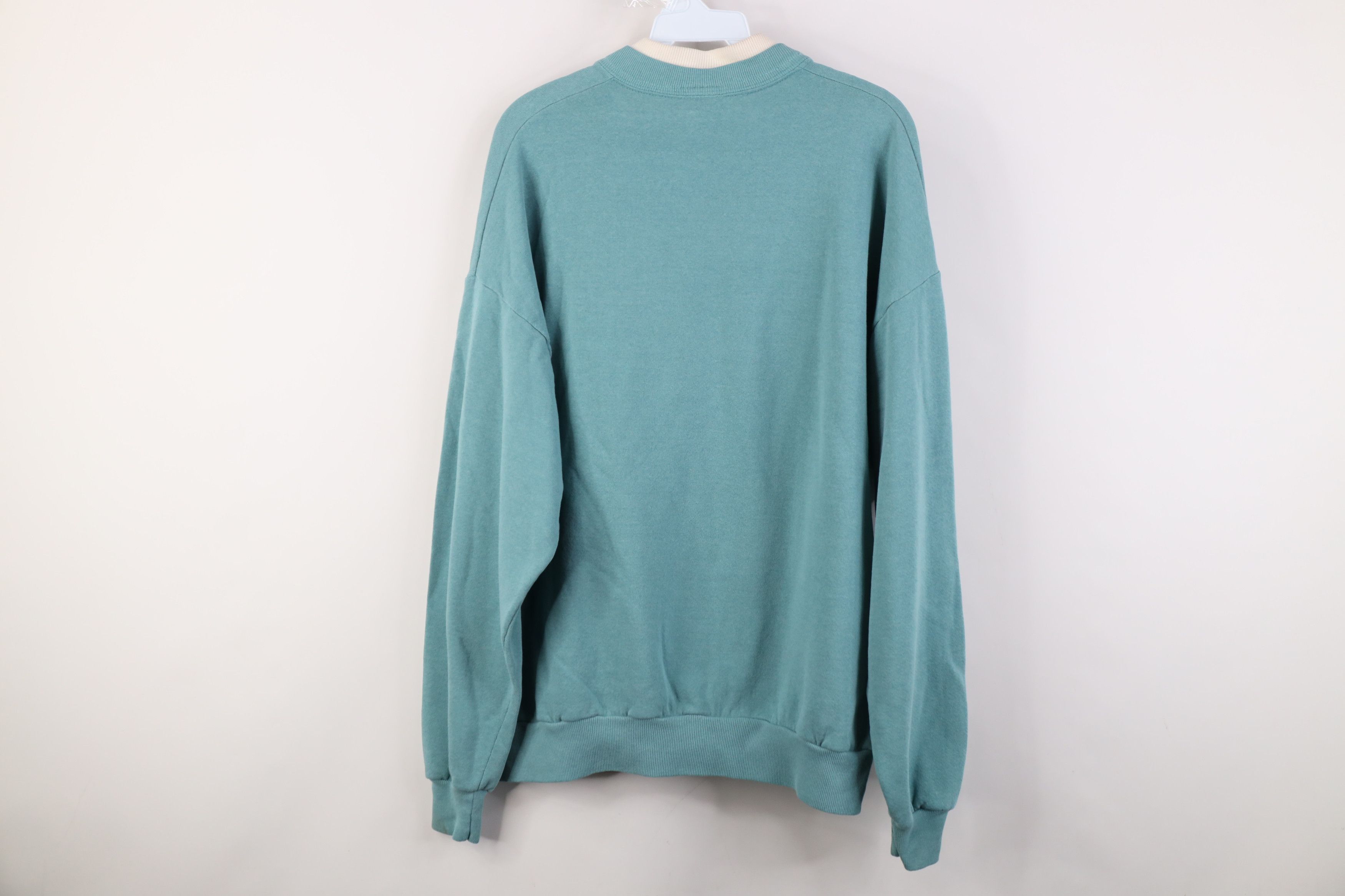 Vintage Vintage 90s Streetwear Thin Nature Leaf Sweatshirt Teal USA Size XL / US 12-14 / IT 48-50 - 12 Thumbnail