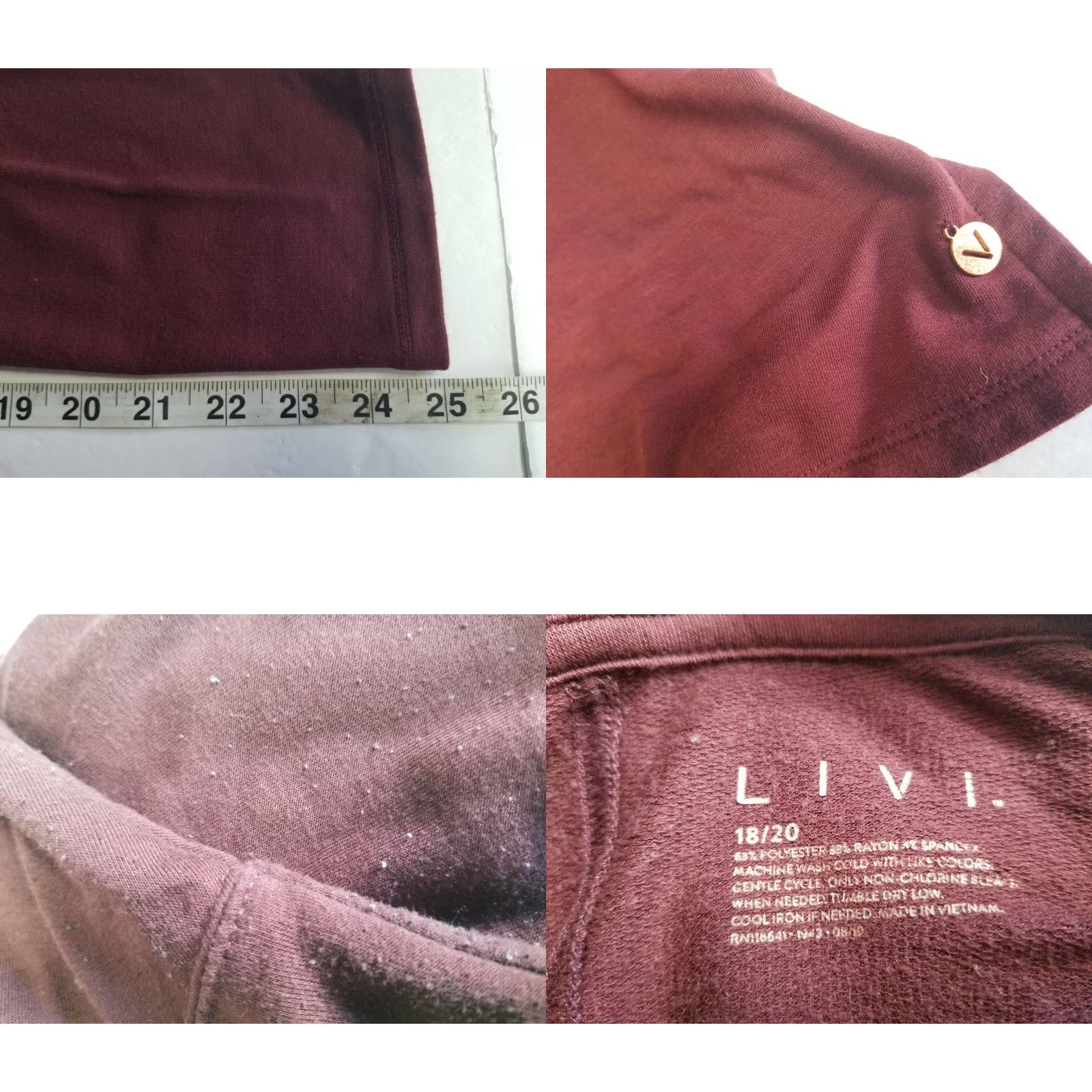 Vintage Livi Hoodie Women 18/20 Activewear Pullover Knit Long Sleeve Purple Burgundy Light 18/20 Sports Outdoor Casual Activewear Womens Size XXL / US 16-18 / IT 52-54 - 8 Thumbnail