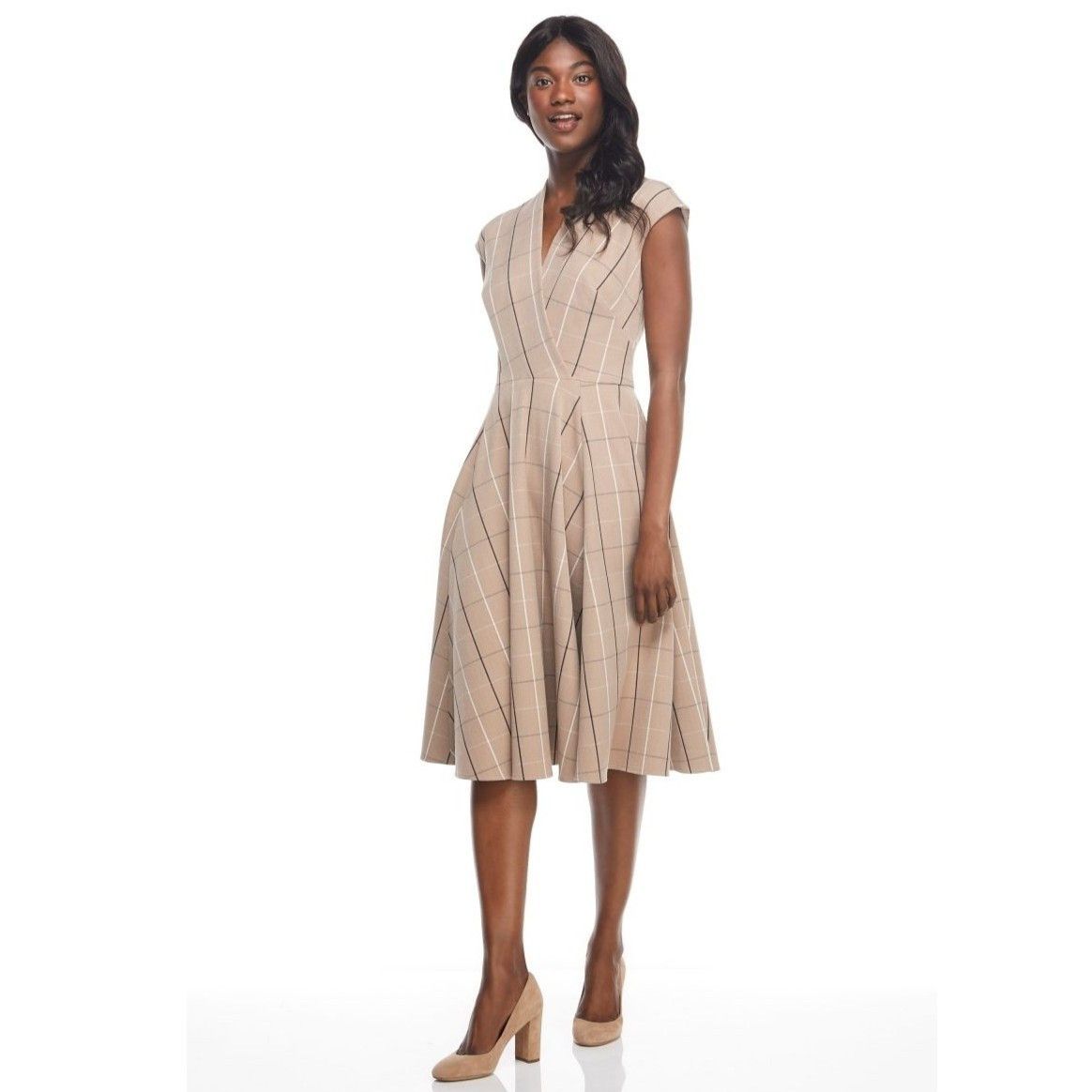 Other Gal Meets Glam Eva Windowpane Check Faux Wrap Dress size 4 Size S / US 4 / IT 40 - 4 Thumbnail