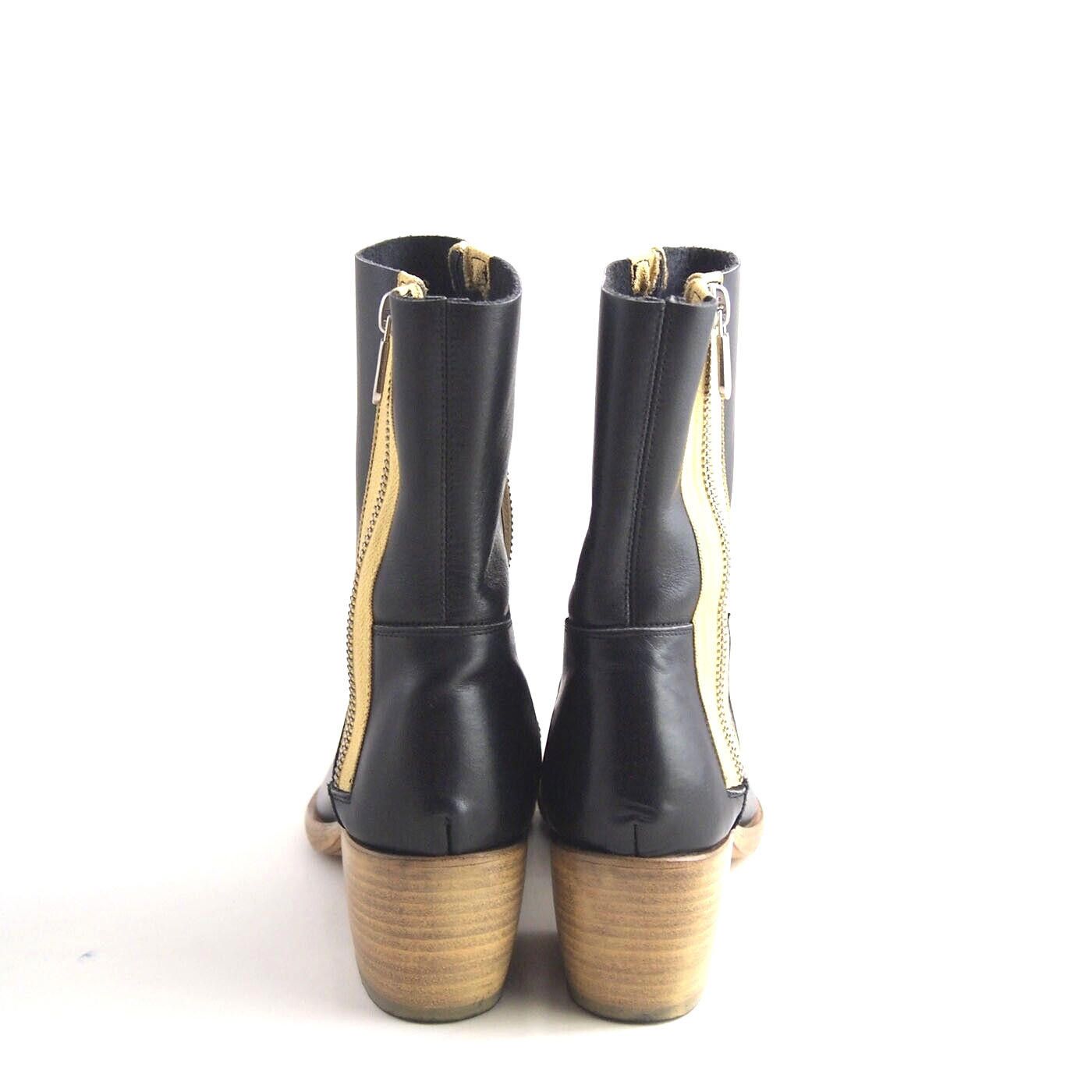 RoccoP Rocco P Ankle Boots Mid Heel Black Leather US 6.5 EU 36.5 Size US 6.5 / IT 36.5 - 6 Thumbnail