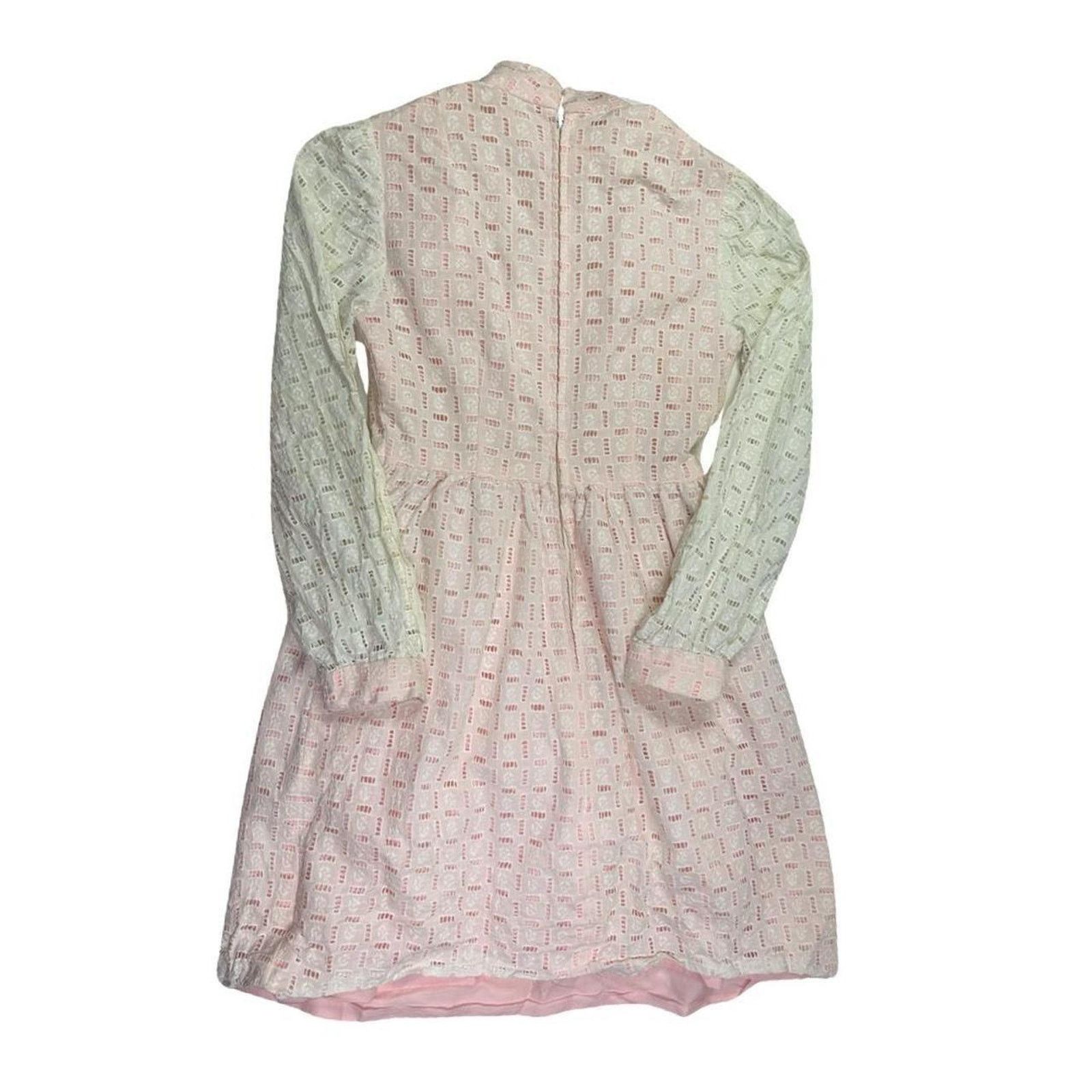 Vintage 70s vintage prairie dress pink white lace victorian Size S / US 4 / IT 40 - 2 Thumbnail
