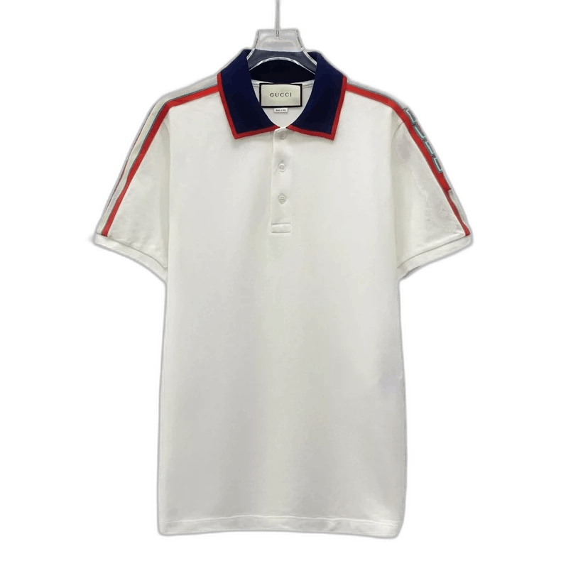 Gucci White Striped Cotton Polo Shirt-2505