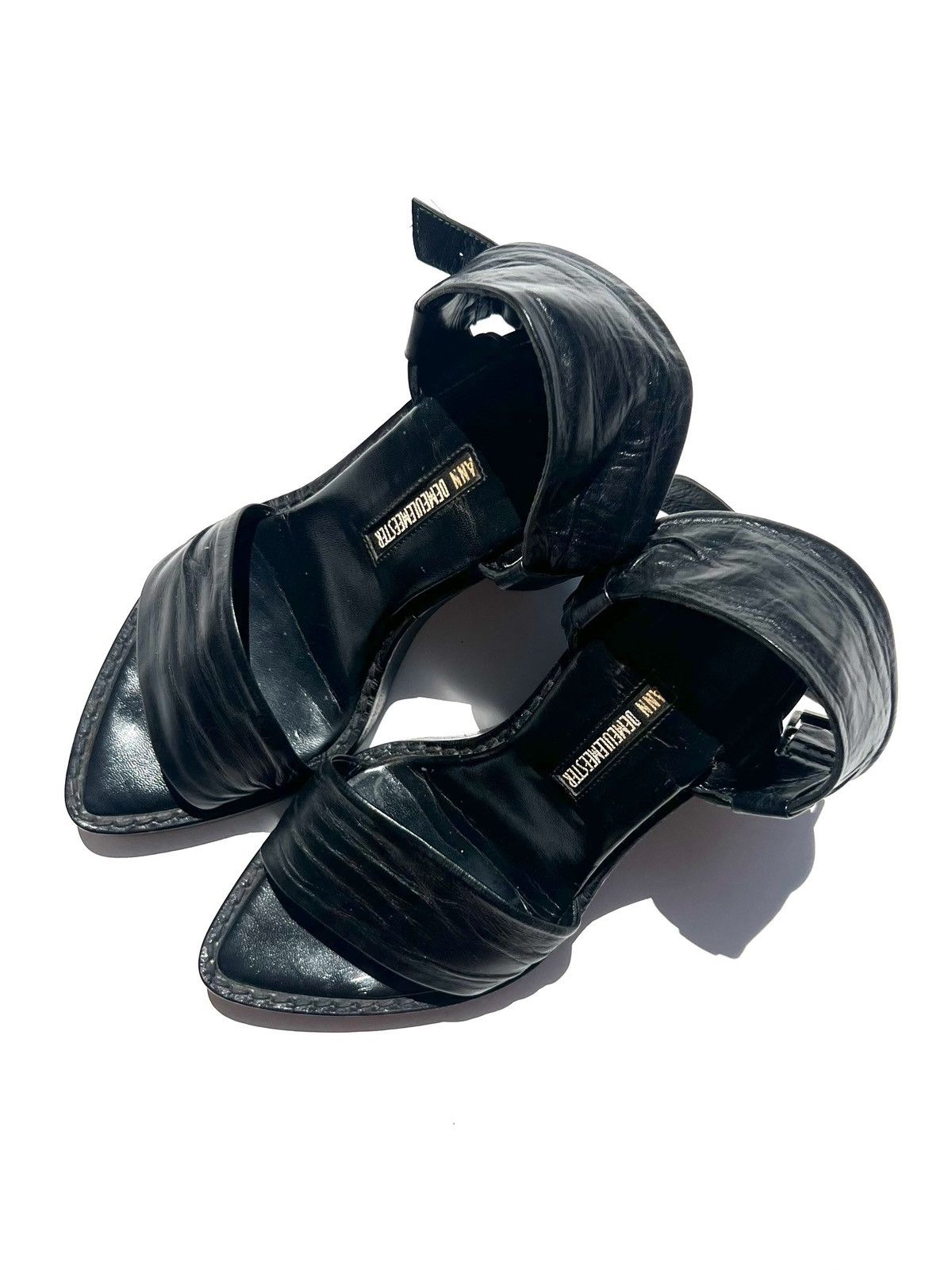 Ann Demeulemeester S/S 2003 BLOCK HEELED PLATFORM SANDALS Size US 7 / IT 37 - 8 Thumbnail
